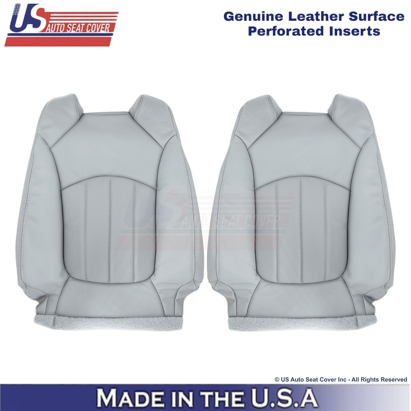 2013-2017 Fits Chevy Traverse Genuine Leather Perf. Front Covers Light Titanium