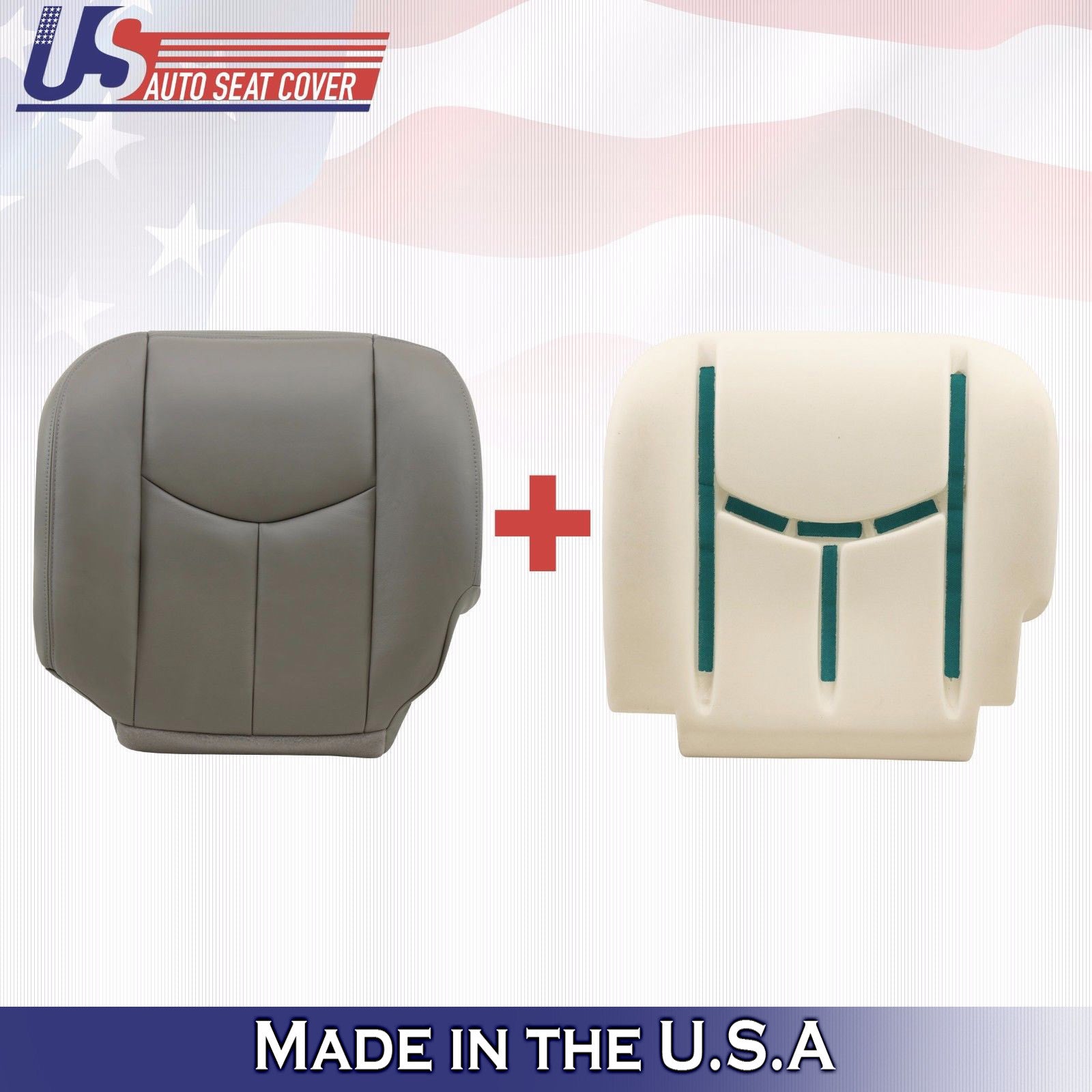 2003 2004 2005 GMC Sierra Driver Bottom Vinyl Seat Cover Plus Foam Cushion GRAY
