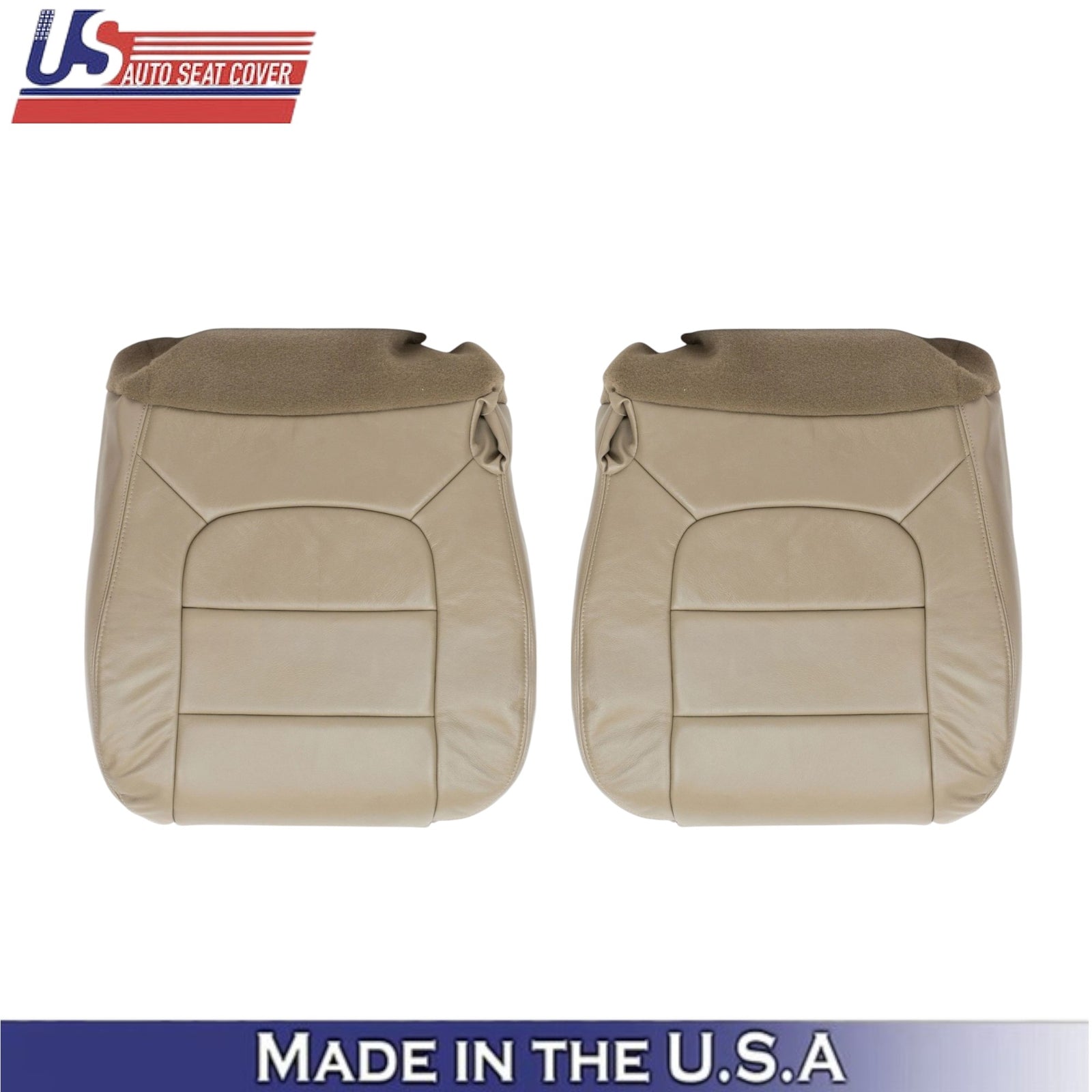 2002-2003 For Ford F150 Lariat Leather Front Bottom Replacement Seat Covers Tan