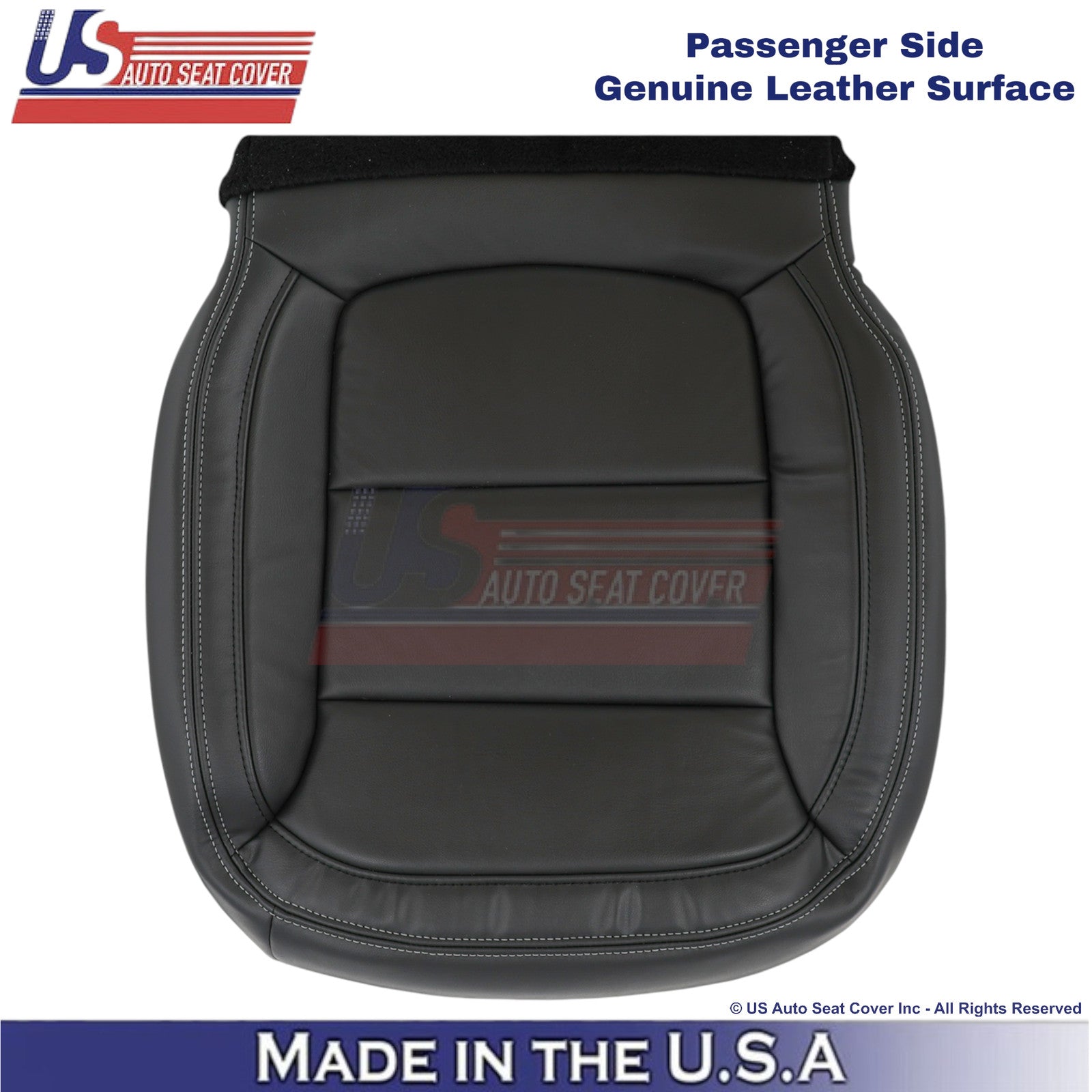 13-15 For Chevy Malibu Genuine Leather Passenger Bottom Cover Black w/white Stch