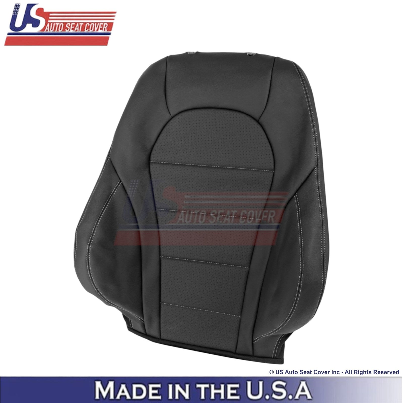16-21 For Mercedes Benz GLC Class Leather Passenger Covers Black - White Stitch