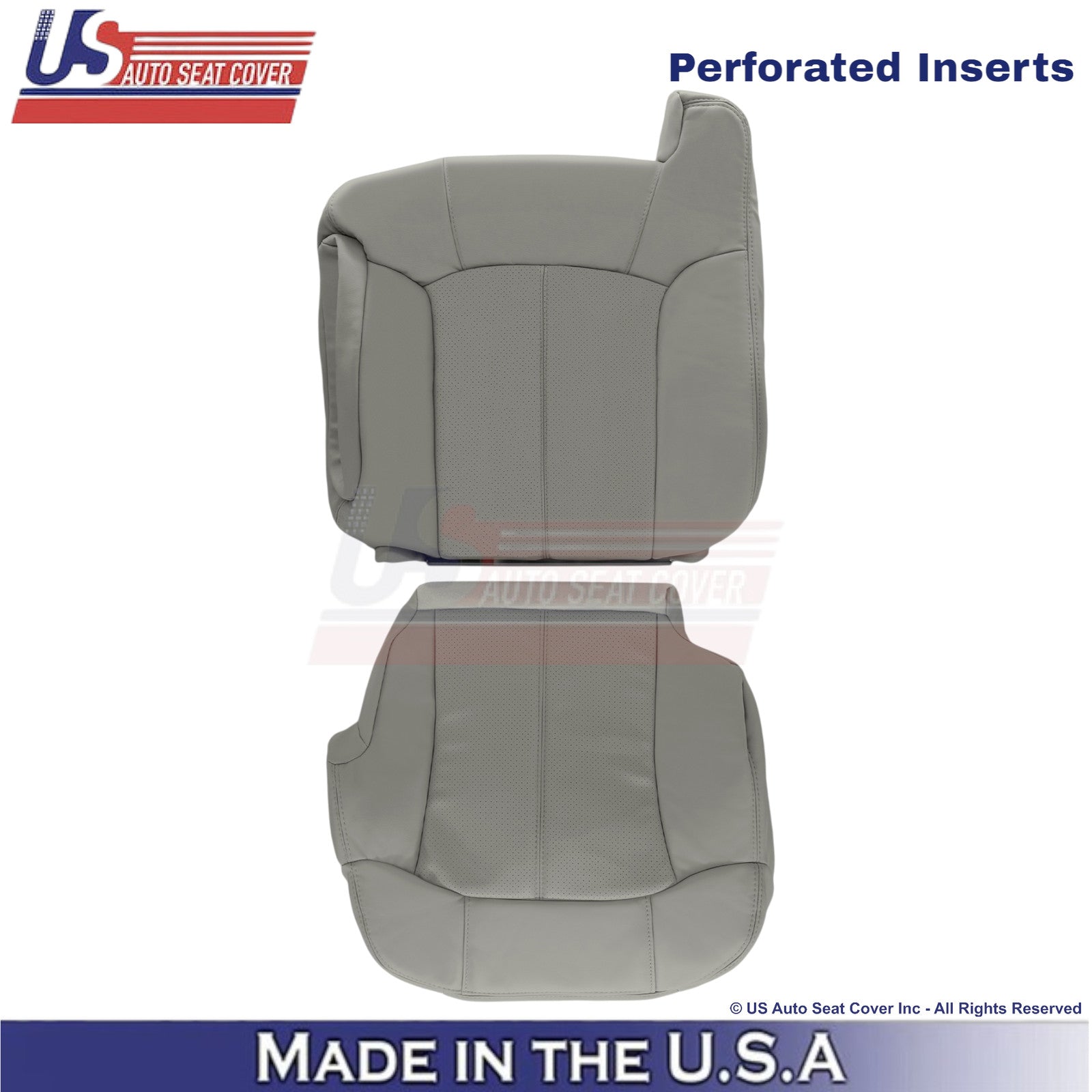2002 For Cadillac Escalade Leatherette Driver Top/Bottom Seat Covers Pewter Gray
