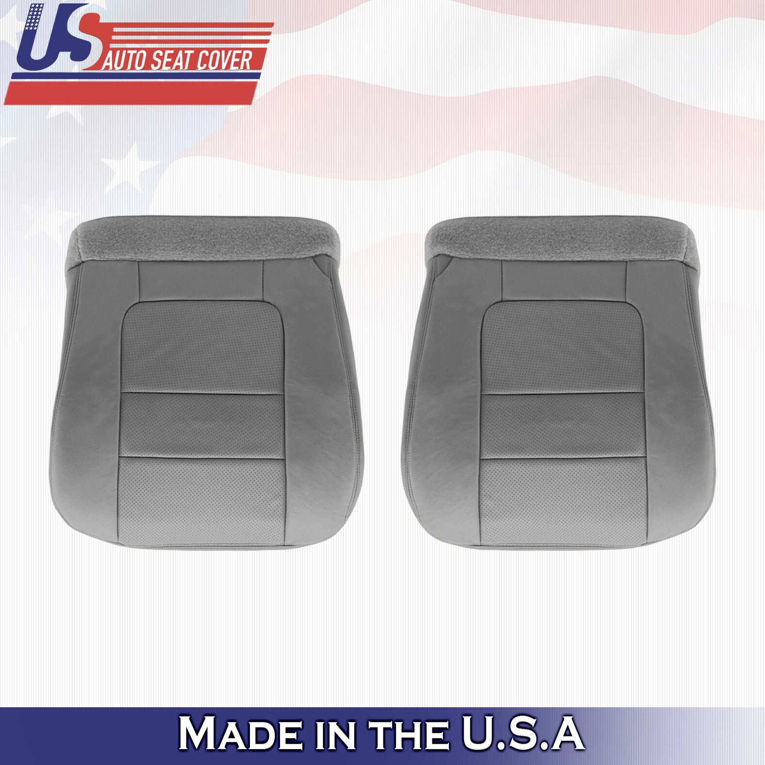 2001 For Ford F250 Lariat Driver Passenger Bottom Perforated Leather Cover Gray