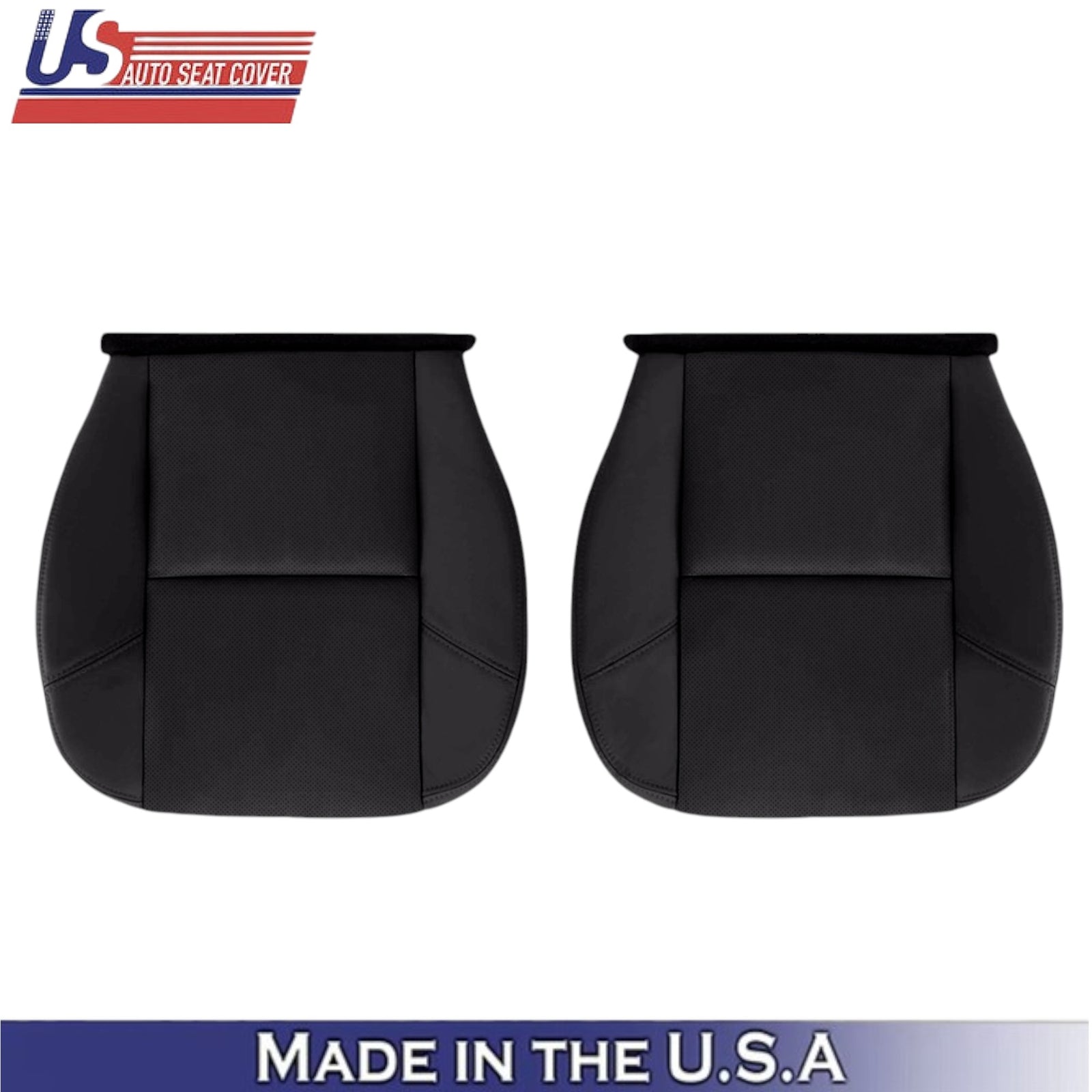 2012-2014 For Chevrolet Silverado Genuine Leather Bottom Seat Covers Ebony Black