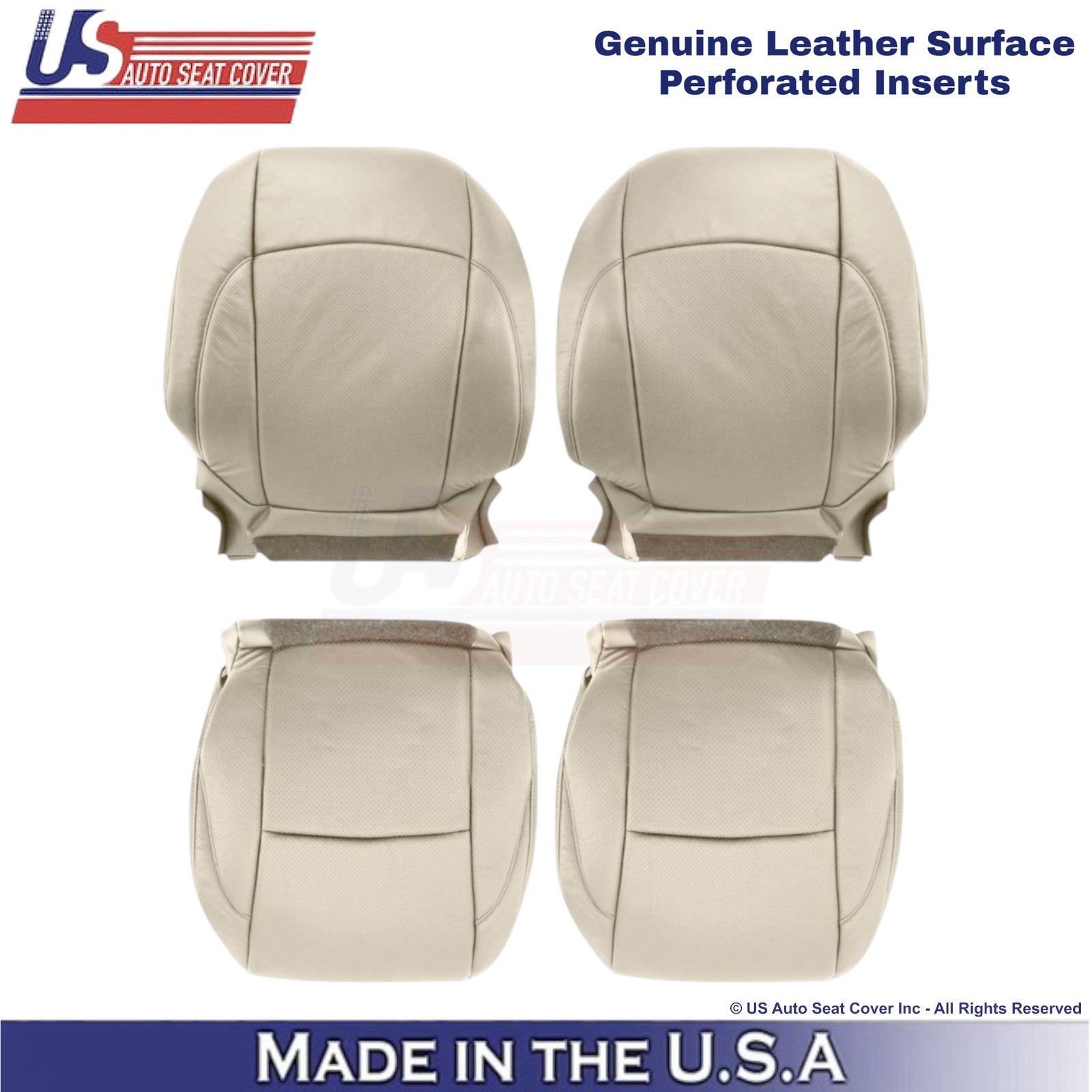 2007-2012 For Lexus ES350 Genuine Leather Front Replacement Covers Parchment Tan