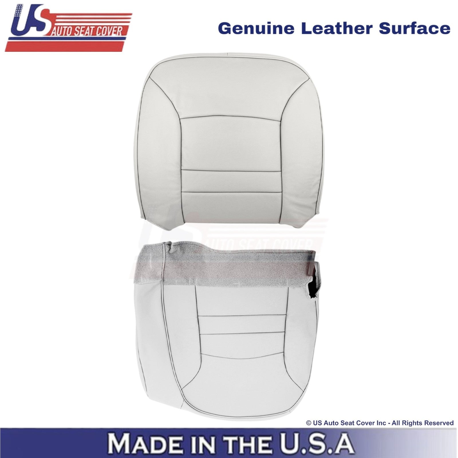 1998-2002 For Ford Crown Victoria Genuine Leather Driver Side Seat Covers White