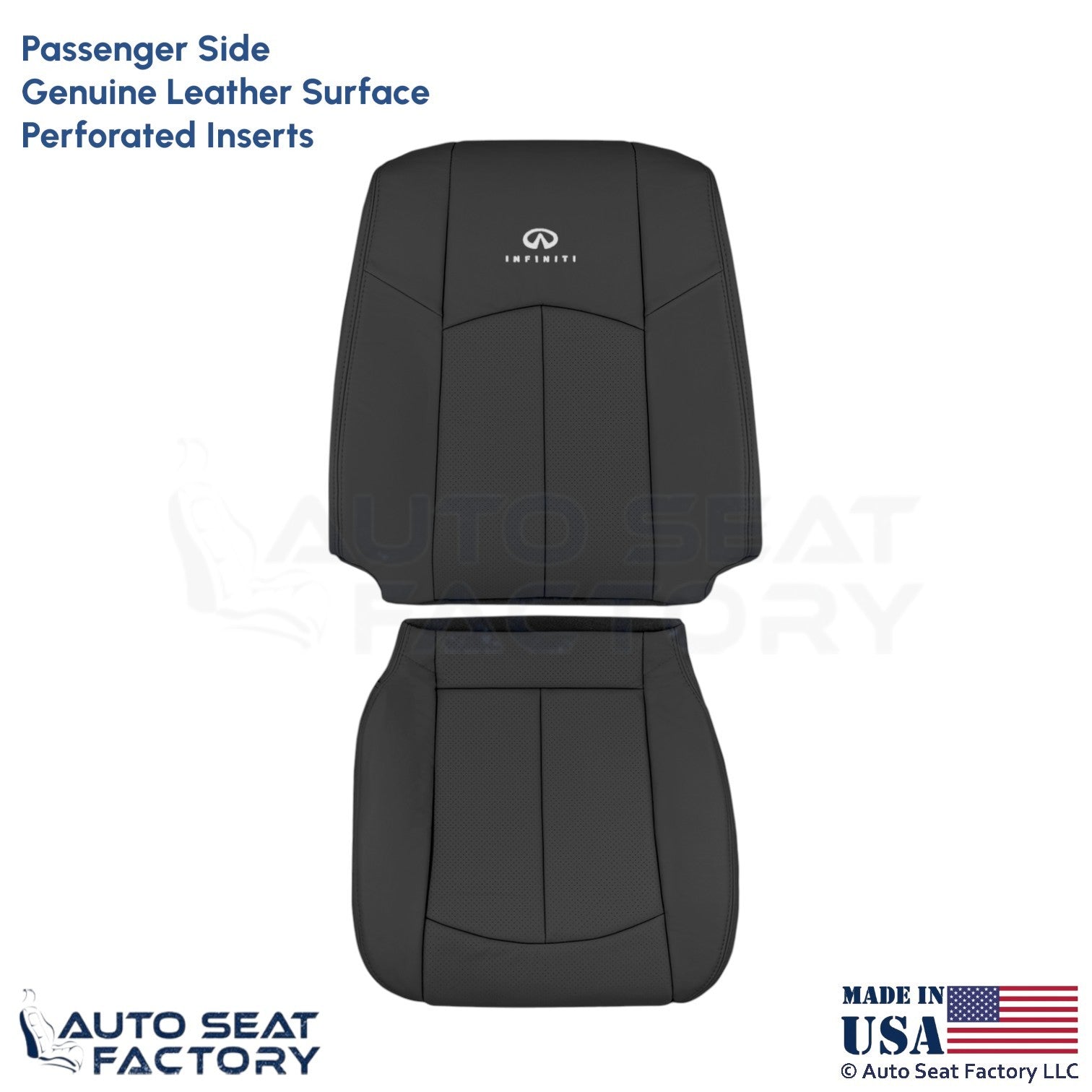 2009-2013 Fits Infiniti G37 Genuine Leather Front Passenger Seat Covers Graphite