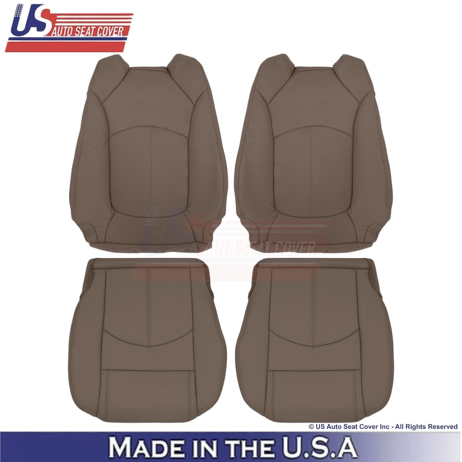 2013-2016 Fits GMC Acadia Leatherette Front Replacement Seat Covers Dk. Cashmere
