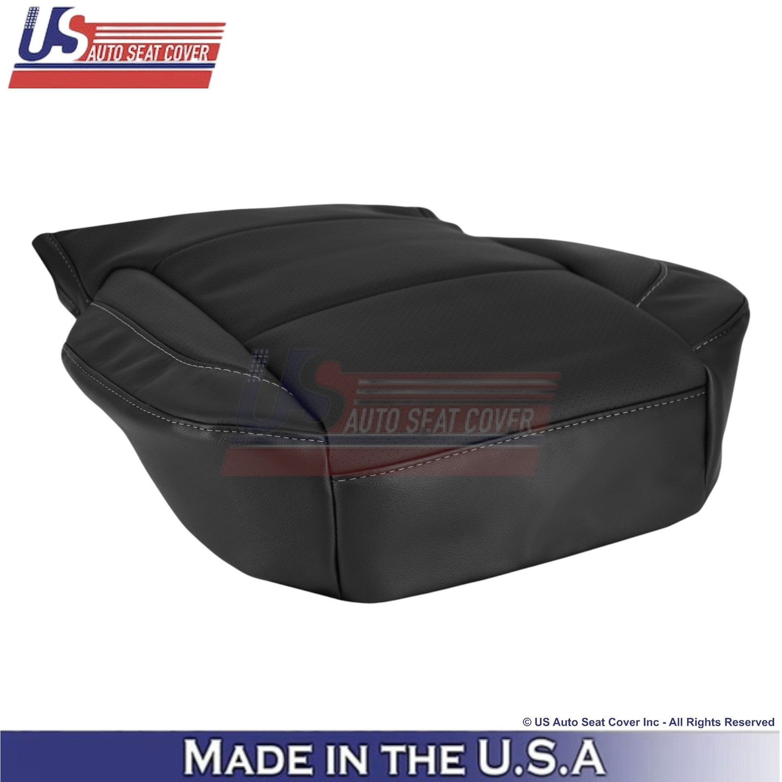 2015-2020 Fits Chevy Suburban Leather Perf. Front Bottom Seat Covers Jet Black