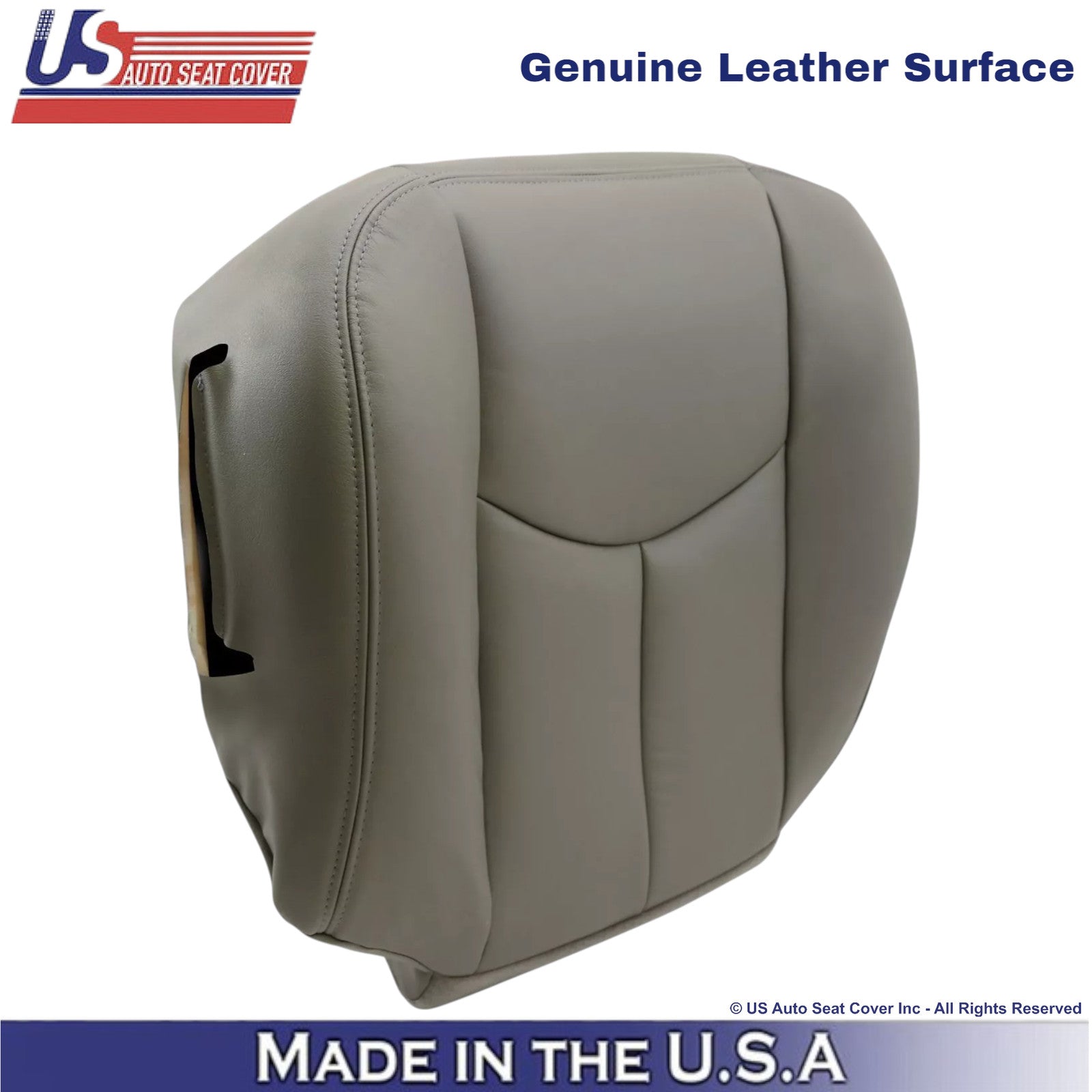 2003-2007 For GMC Sierra Genuine Leather Driver Bottom Seat Cover Pewter Gray