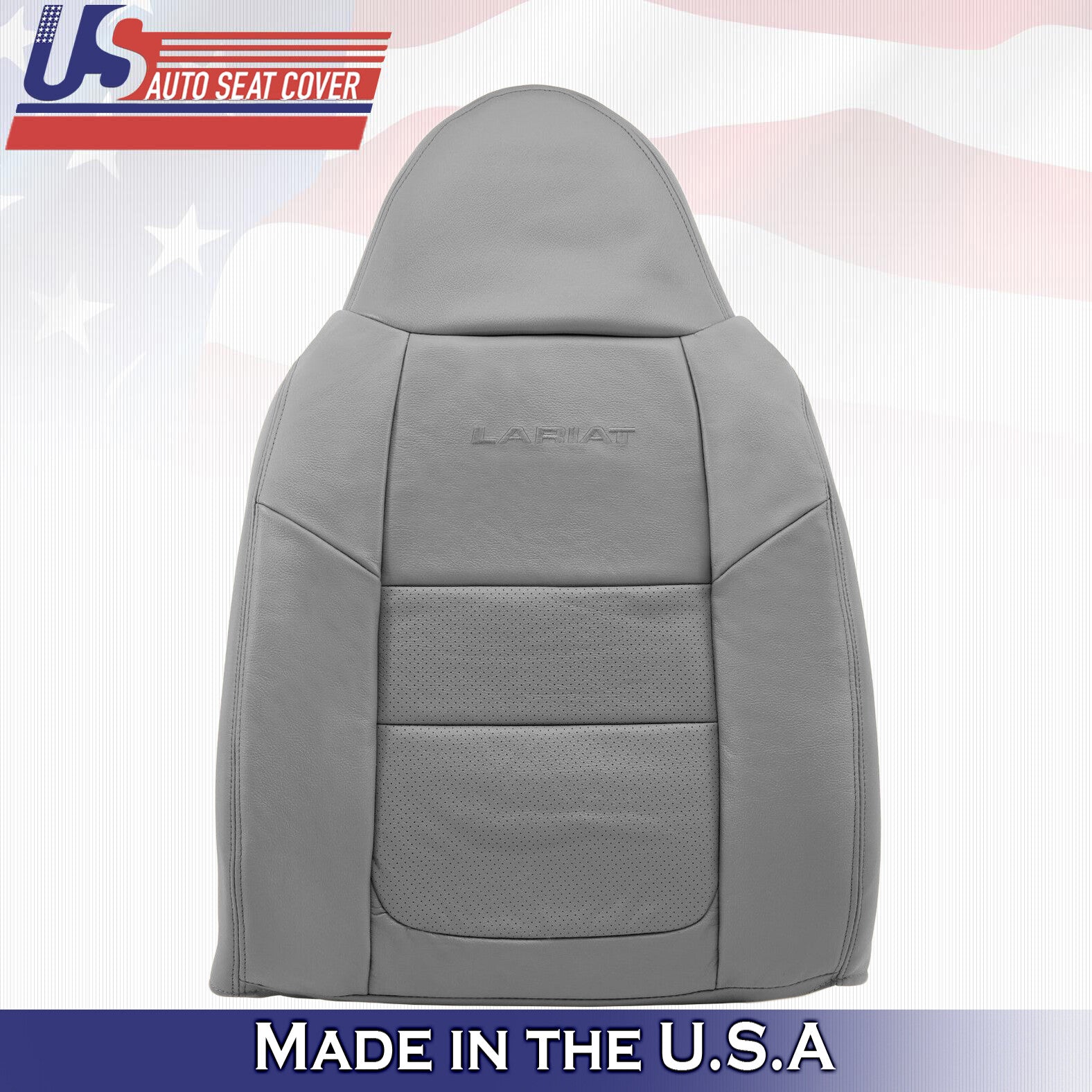 2001 For Ford F450 F550 Lariat Driver Top & Bottom Perf Leather Covers Gray