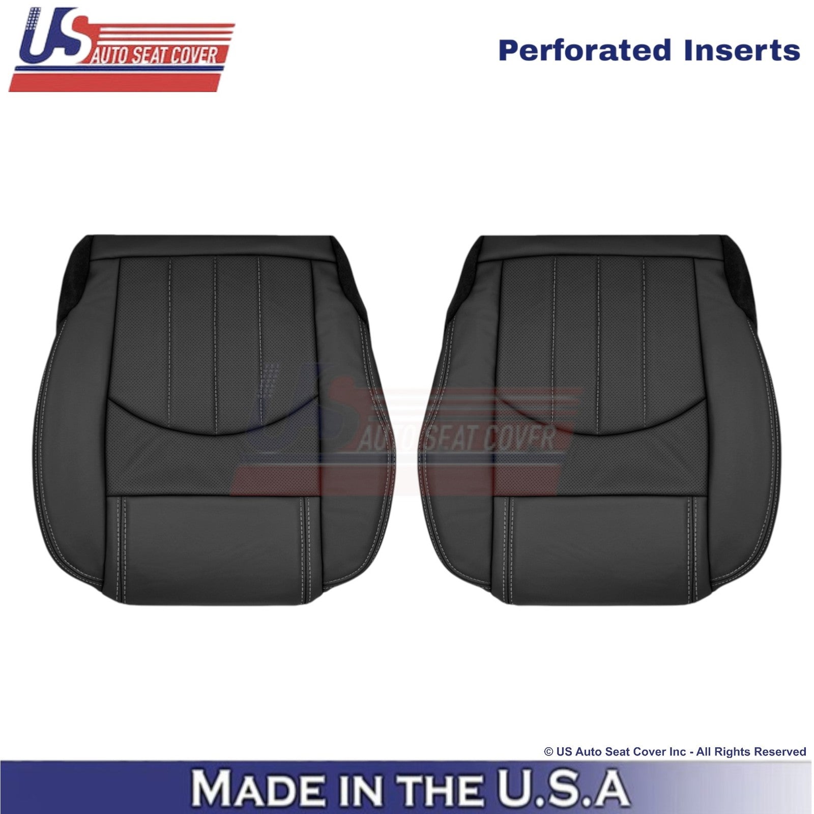 2013-2017 Fits Chevy Traverse Leather Perforated Front Replacement Covers Ebony
