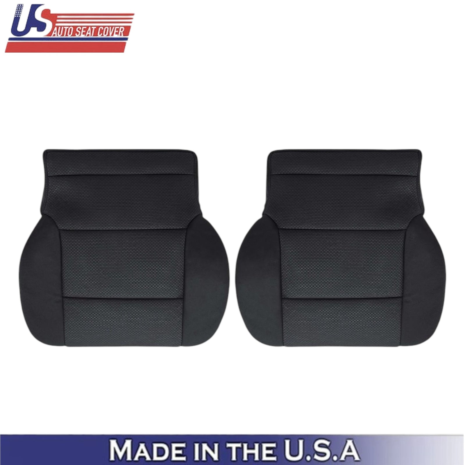 2014-2019 For Chevrolet Silverado Fabric Cloth Front Side Seat Covers Jet Black