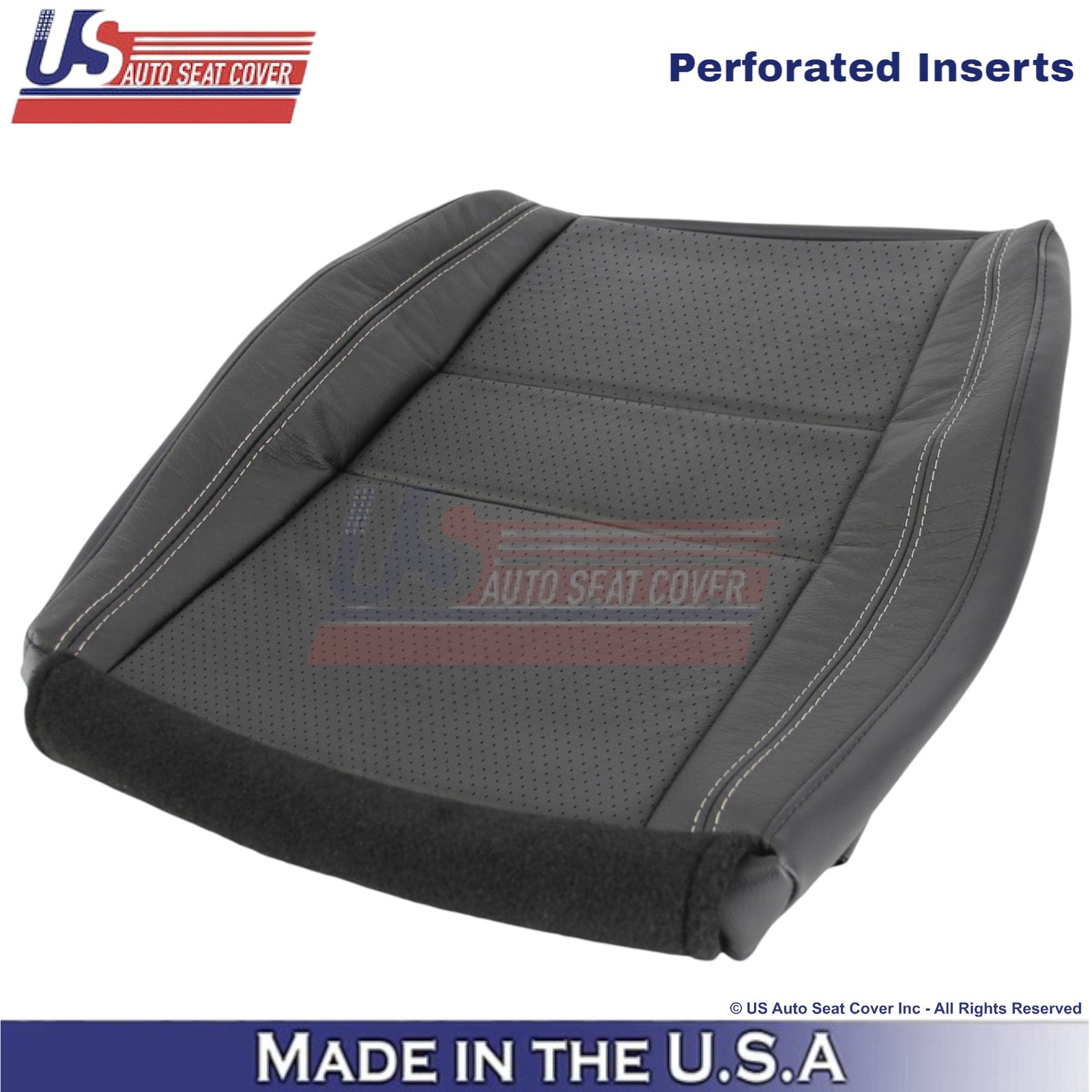 2011-2025 For Dodge Durango Leather Passenger Bottom Cover Black-White Stitch