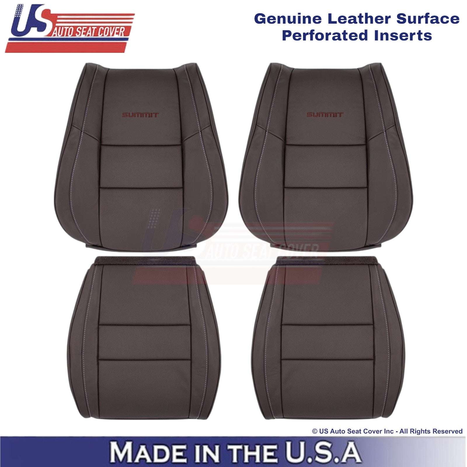 2011-2021 For Jeep Grand Cherokee Summit Front Genuine Leather Seat Covers Brown