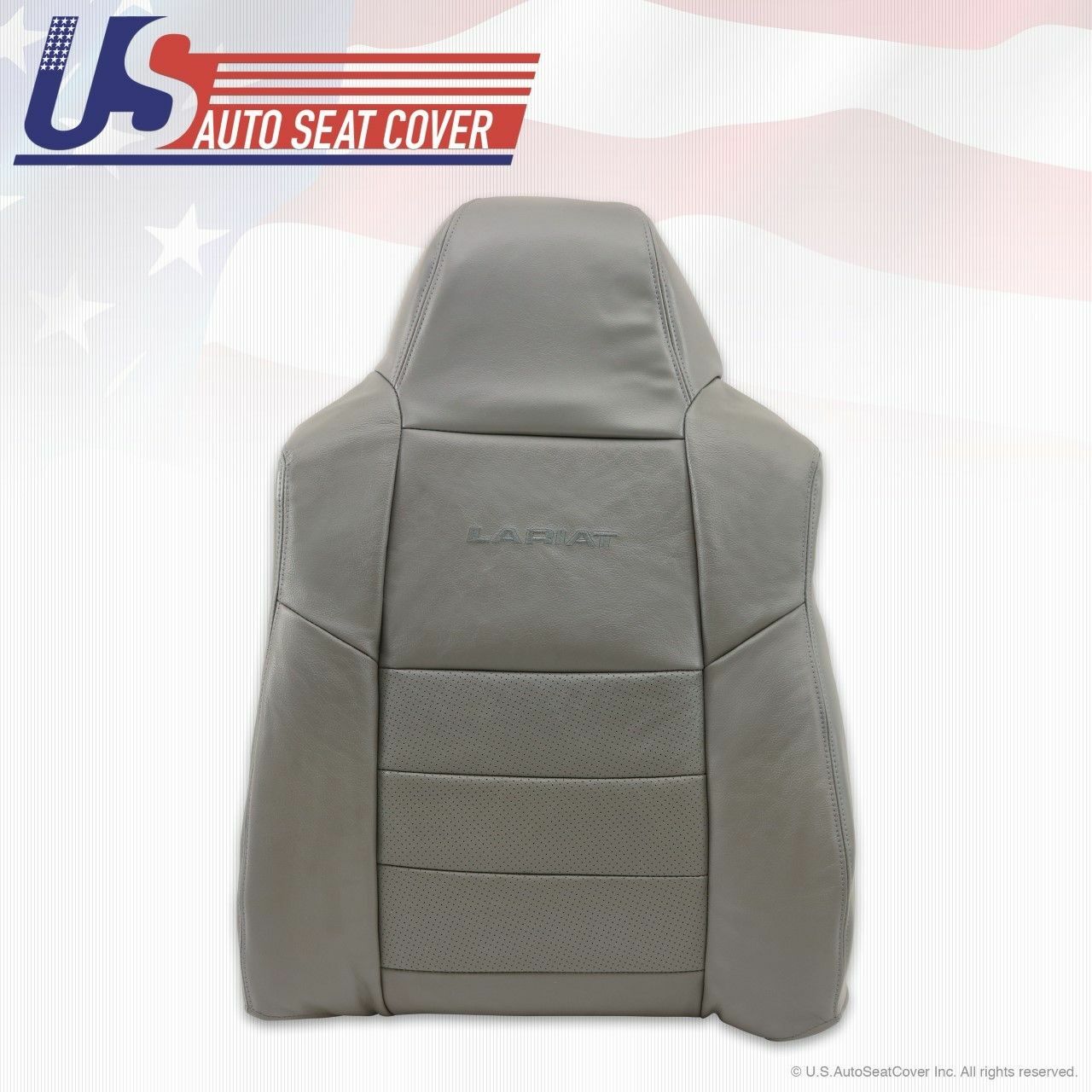 02 - 07 Ford F-250 F-350 Driver Top Lean Back perforated Leather Seat Cover Gray