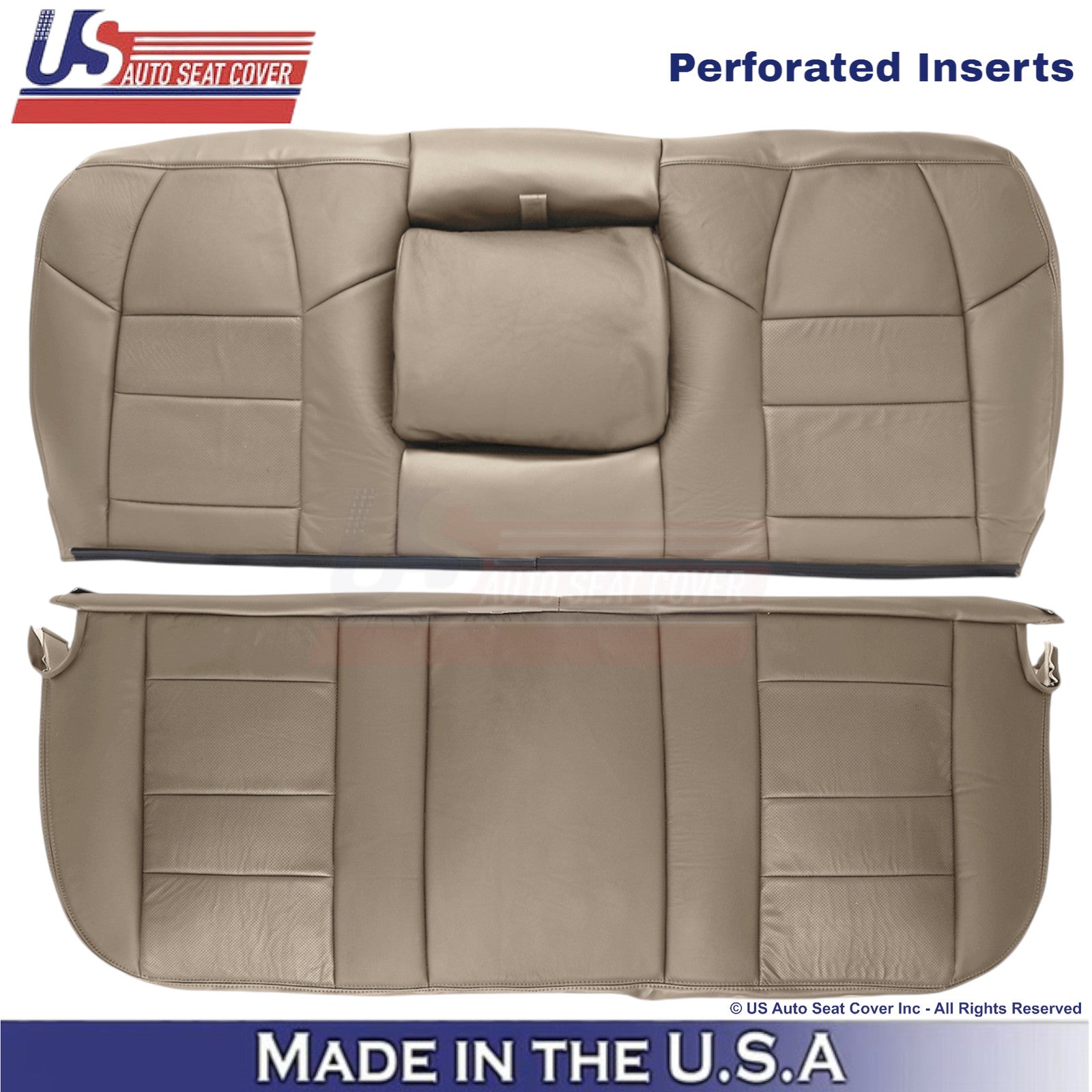 2002-2003 Fits Ford F250 F350 Lariat Leatherette Perf Rear OEM Seat Covers Tan