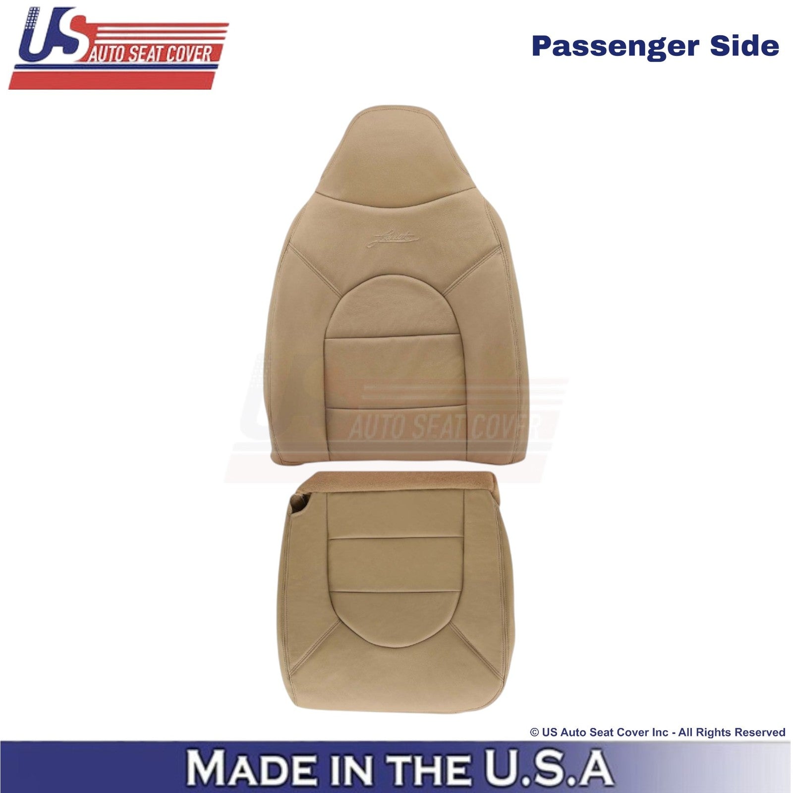 1998-2000 For Ford F250 Lariat Leatherette Front Passenger Covers Prairie Tan