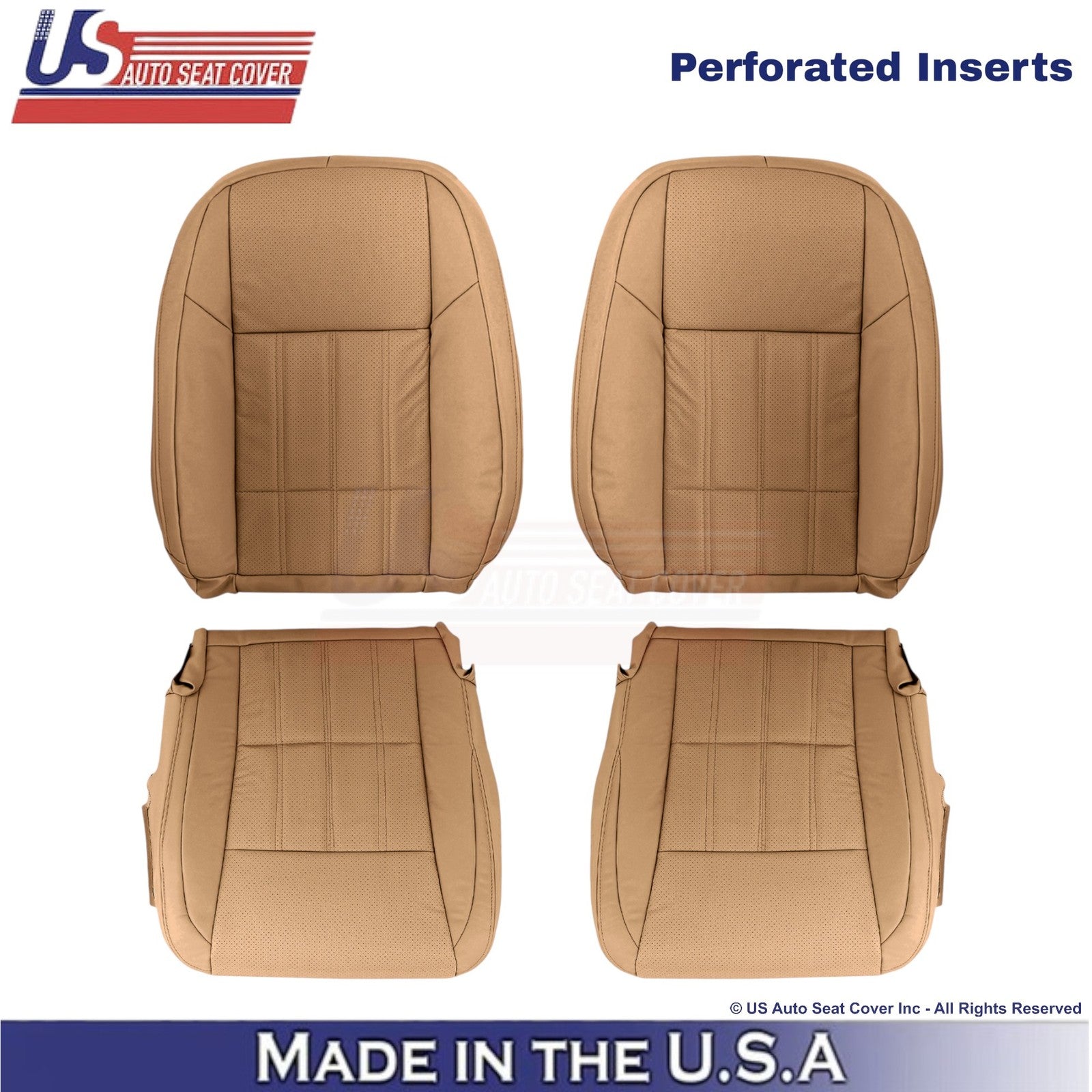 2016-2018 Fits Lexus ES 350 Leatherette Front Replacement Seat Covers Flaxen