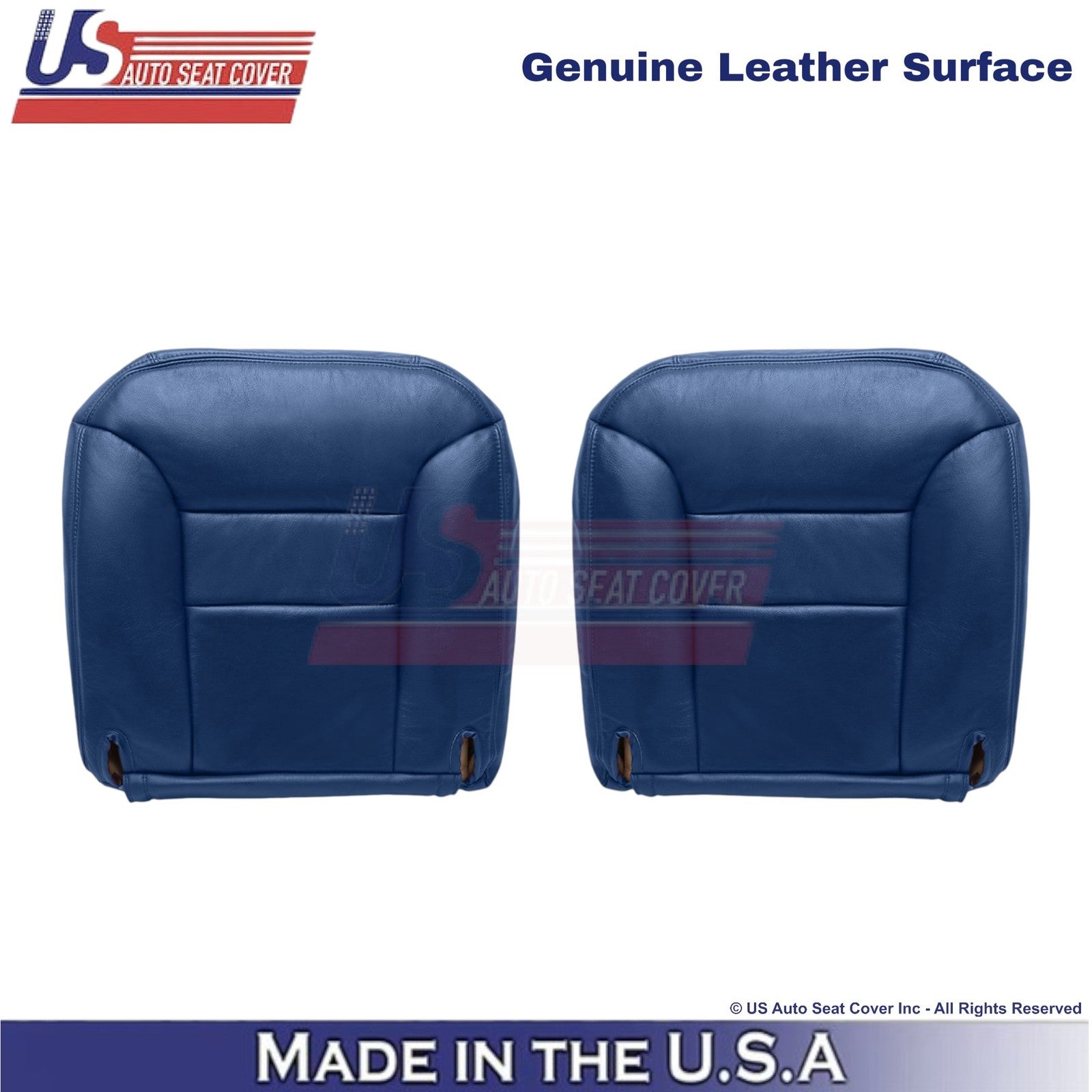 1995-1999 Fits Chevy Suburban Genuine Leather Front Top Seat Covers Navy Blue