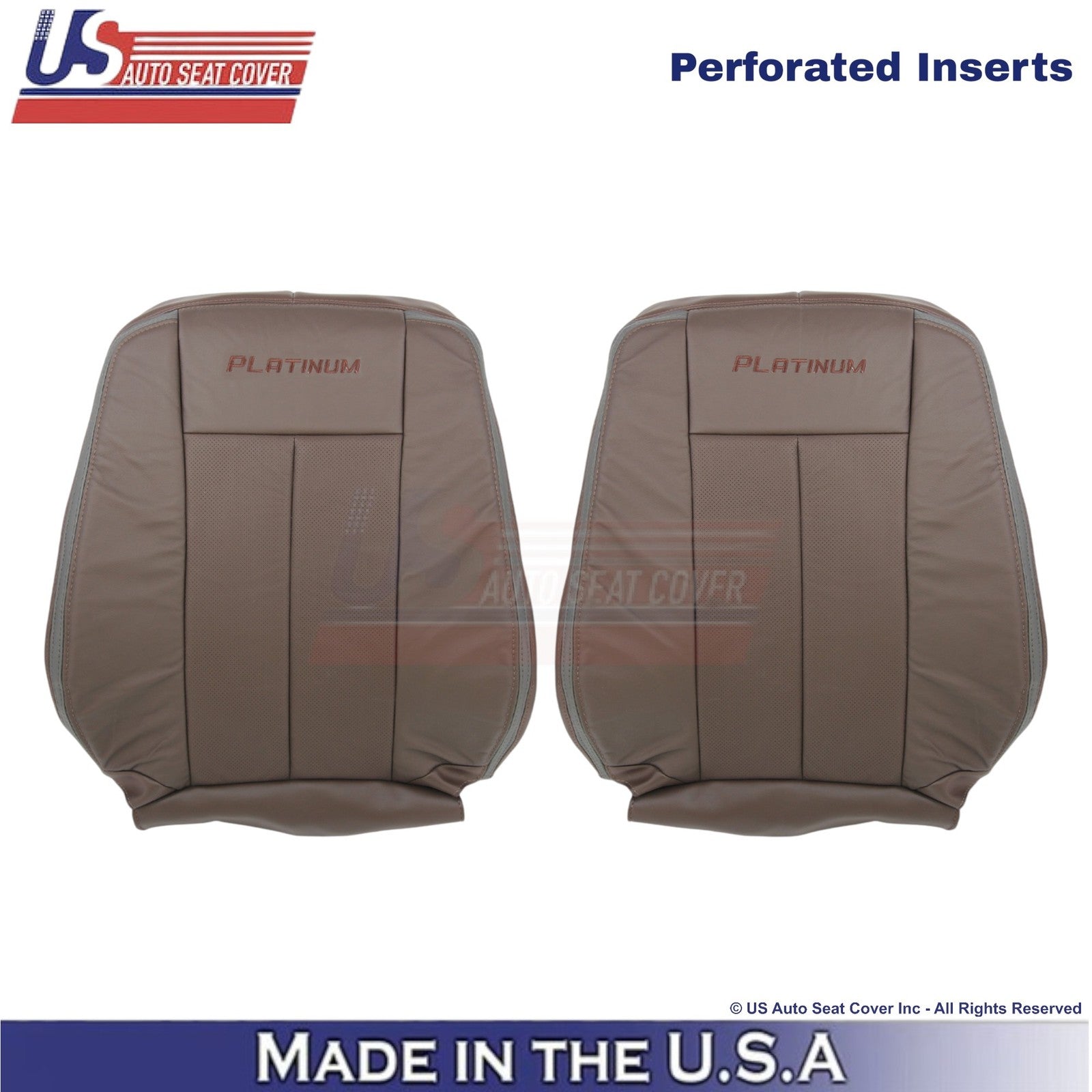 2015-2017 Fits Ford Expedition Platinum Leather Front Top Seat Covers Mesa Brown