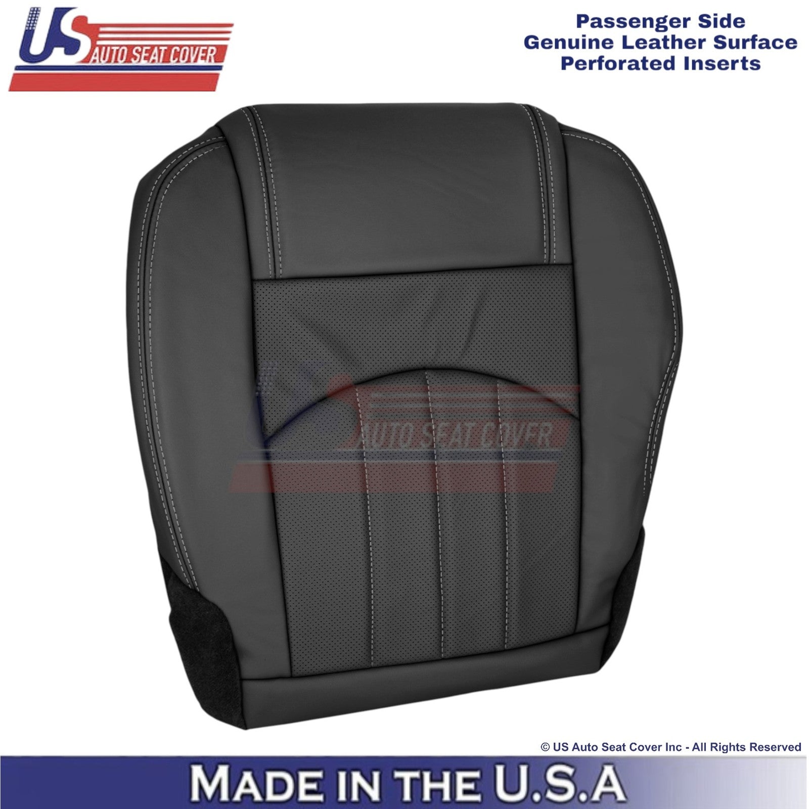 2013-2017 Fits Chevy Traverse Genuine Leather Perforated Front Seat Covers Ebony