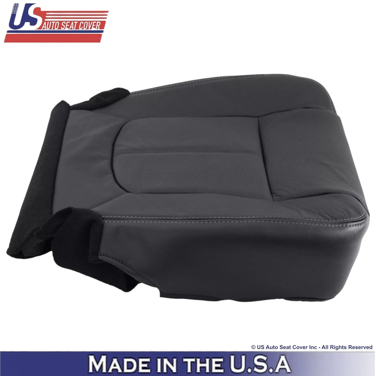 2011-2016 For Ford F-250 Lariat Genuine Leather Driver Bottom Seat Cover Black