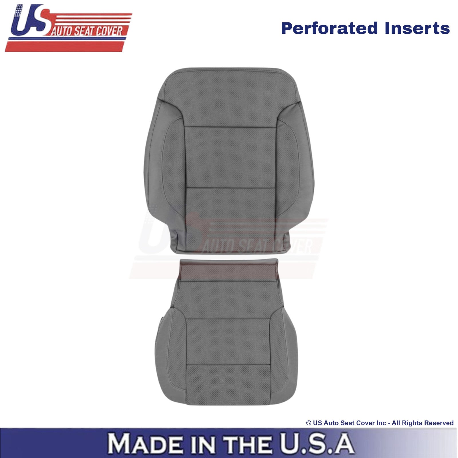 2014-2019 For Chevy Silverado 1500 LT Leatherette Perf Driver Side Covers Gray