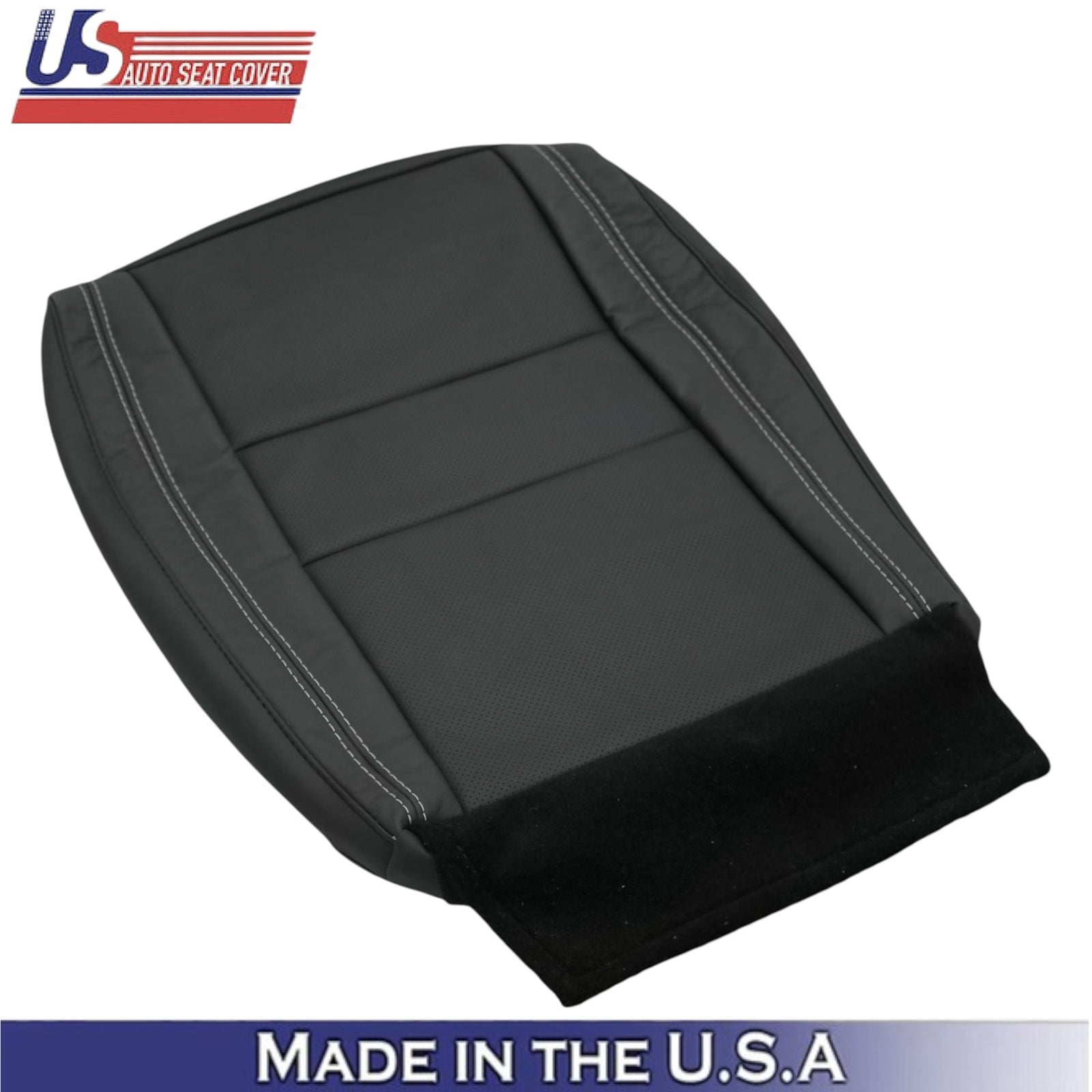2011-21 For Jeep Grand Cherokee Leather Passenger Bottom Cover Black-White Stch