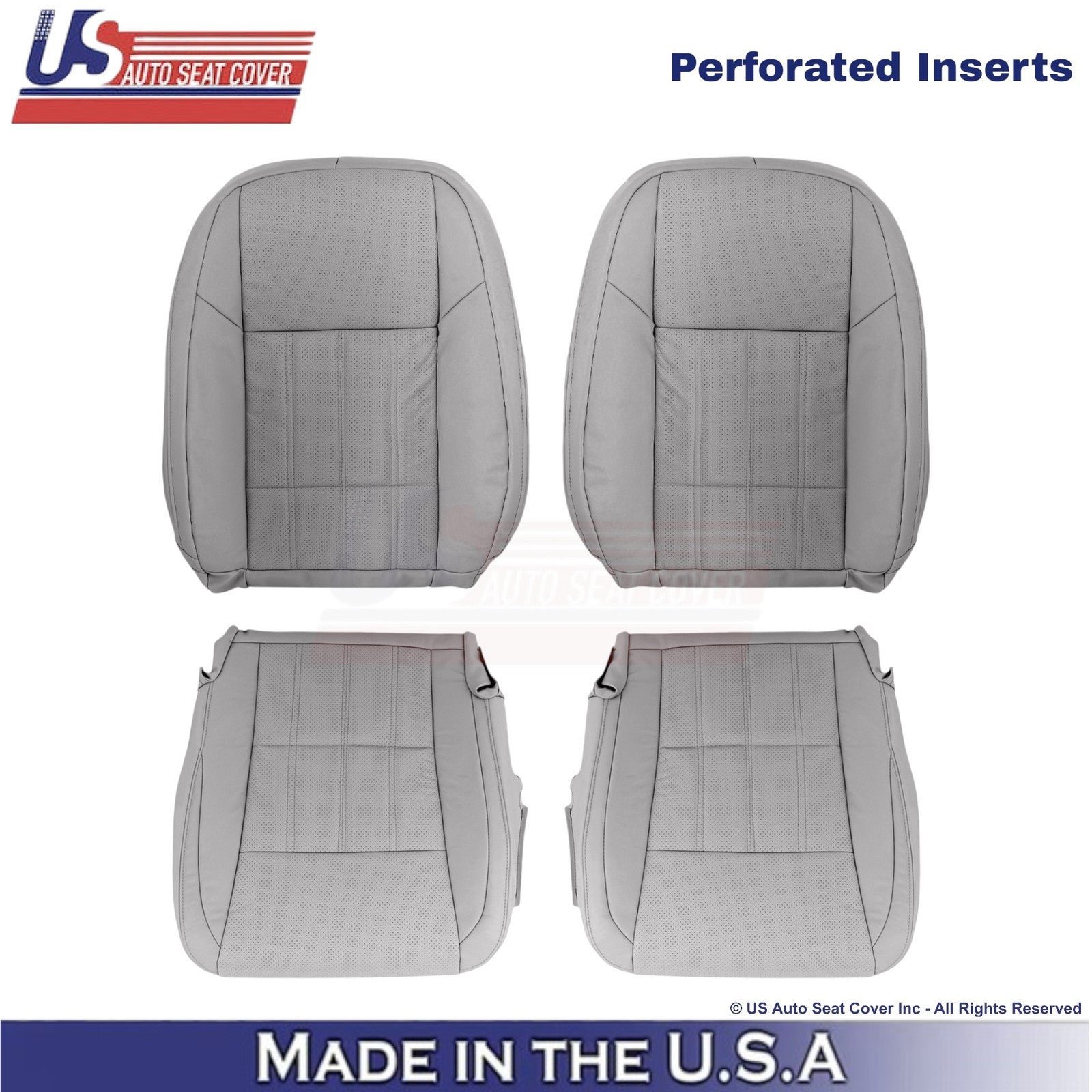 2016-2018 Fits Lexus ES 350 Leatherette Front Replacement Covers Stratus Gray