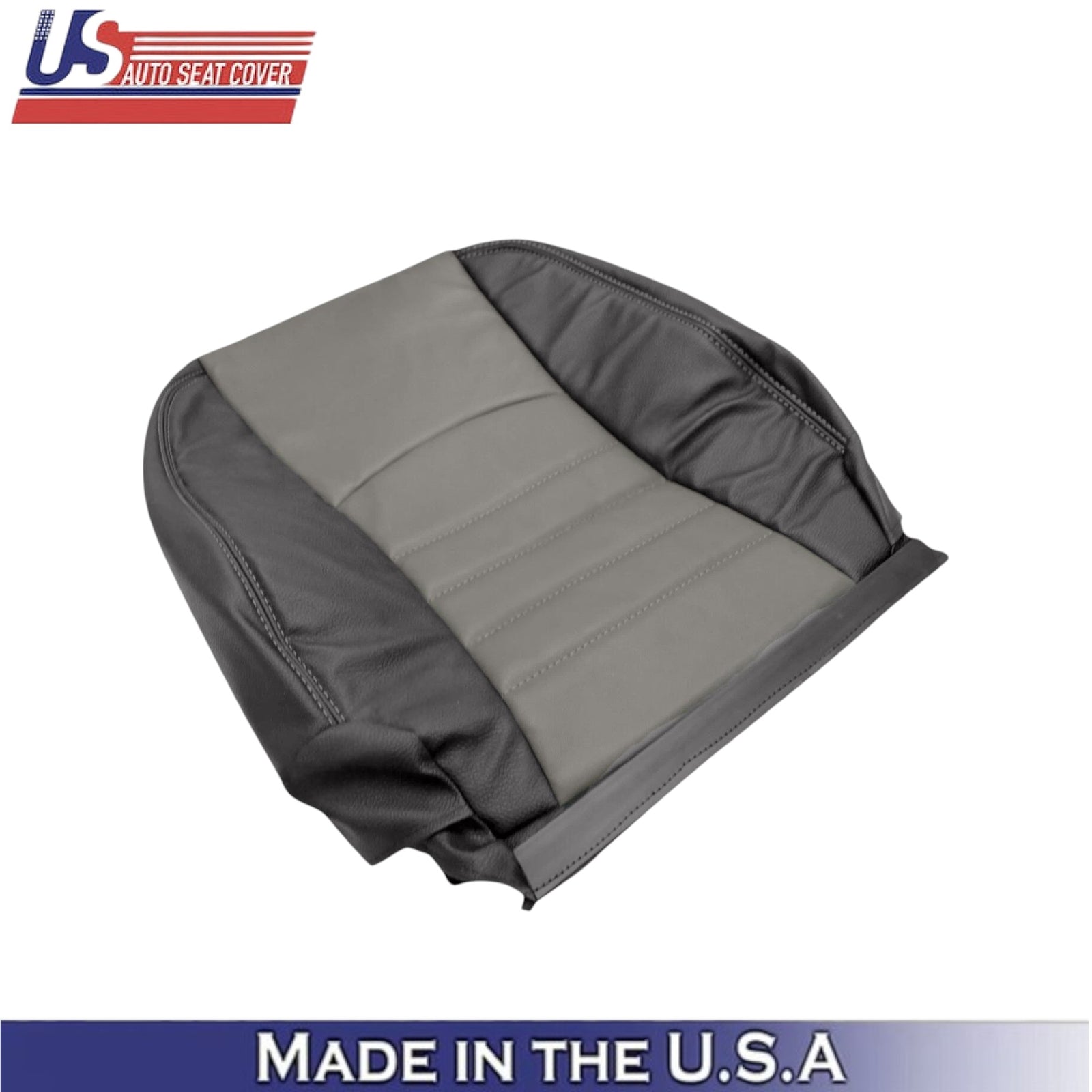 2009-2012 For Dodge Ram 1500 ST Leatherette Front Top Seat Covers 2-Tone Gray