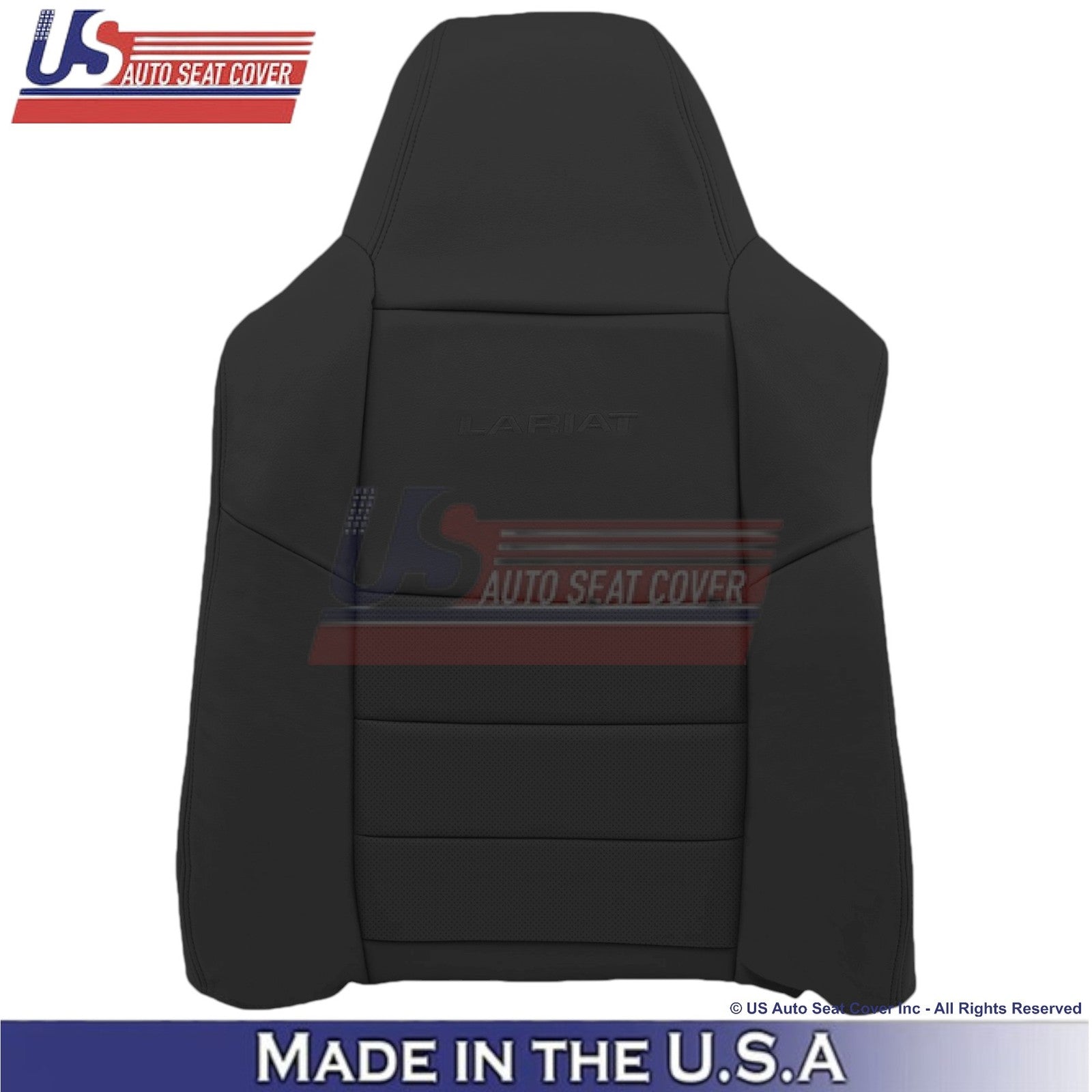2004-2007 For Ford F250 F350 Lariat Leather Perf Front Top Seat Covers Black