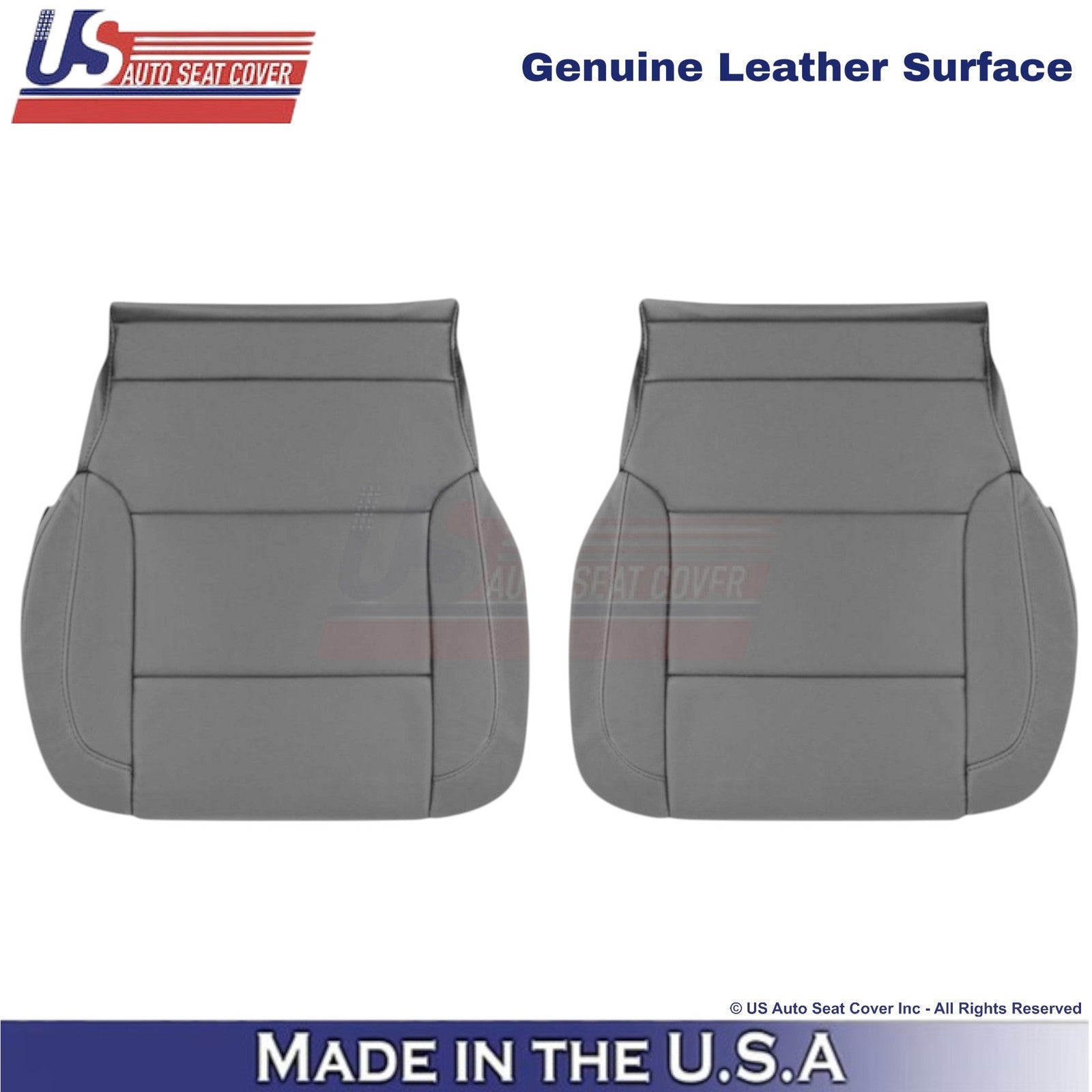 2014-2019 For Chevy Silverado 1500 LT Genuine Leather Front Bottom Covers Gray