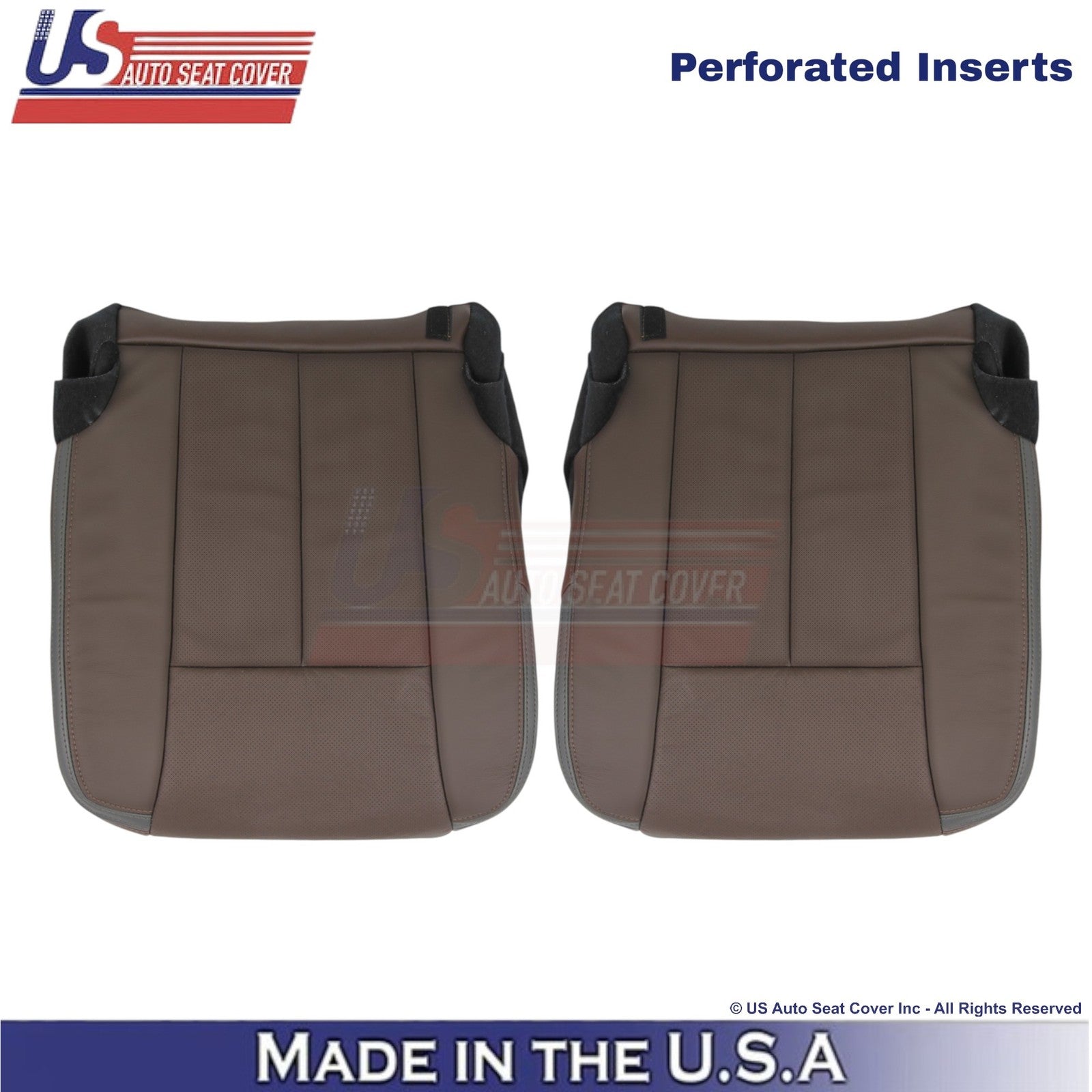 2015-2017 Fits Ford Expedition Platinum Leather Front Bottom Seat Covers Brown