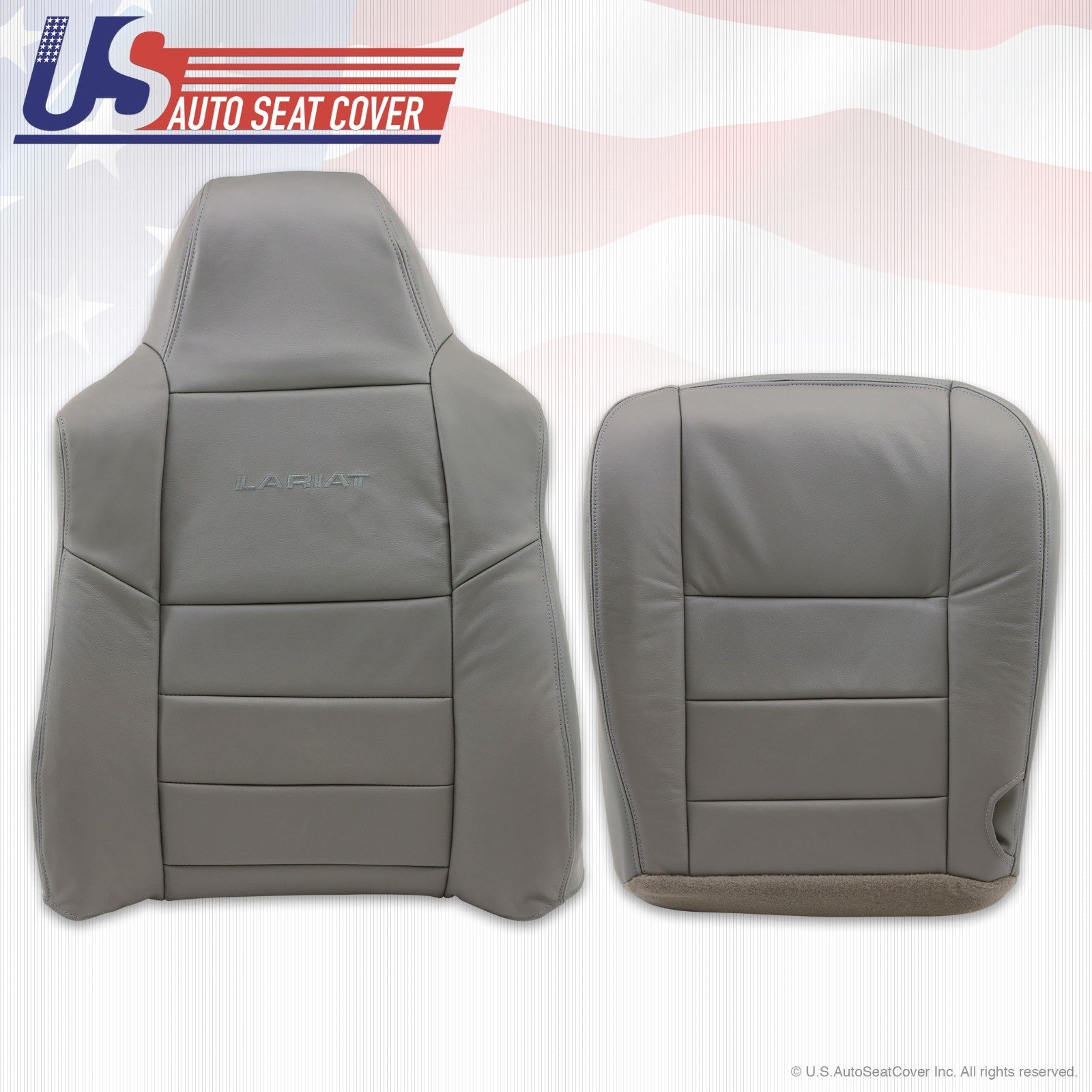 2004 05 Ford F250 F350 Driver Top Lean Back & bottom Leather Seat Cover Gray