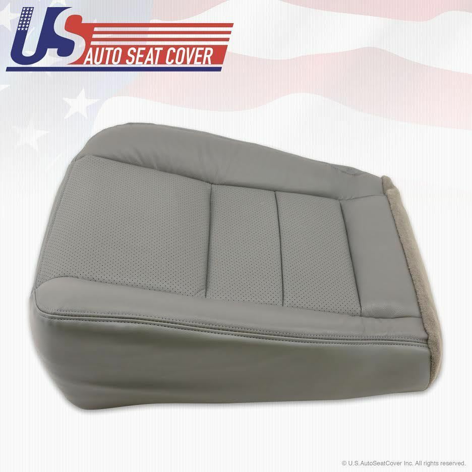 2002 to 07 Ford F250 350 Lariat Driver Bottom Leather Seat Cover Gray Perforated