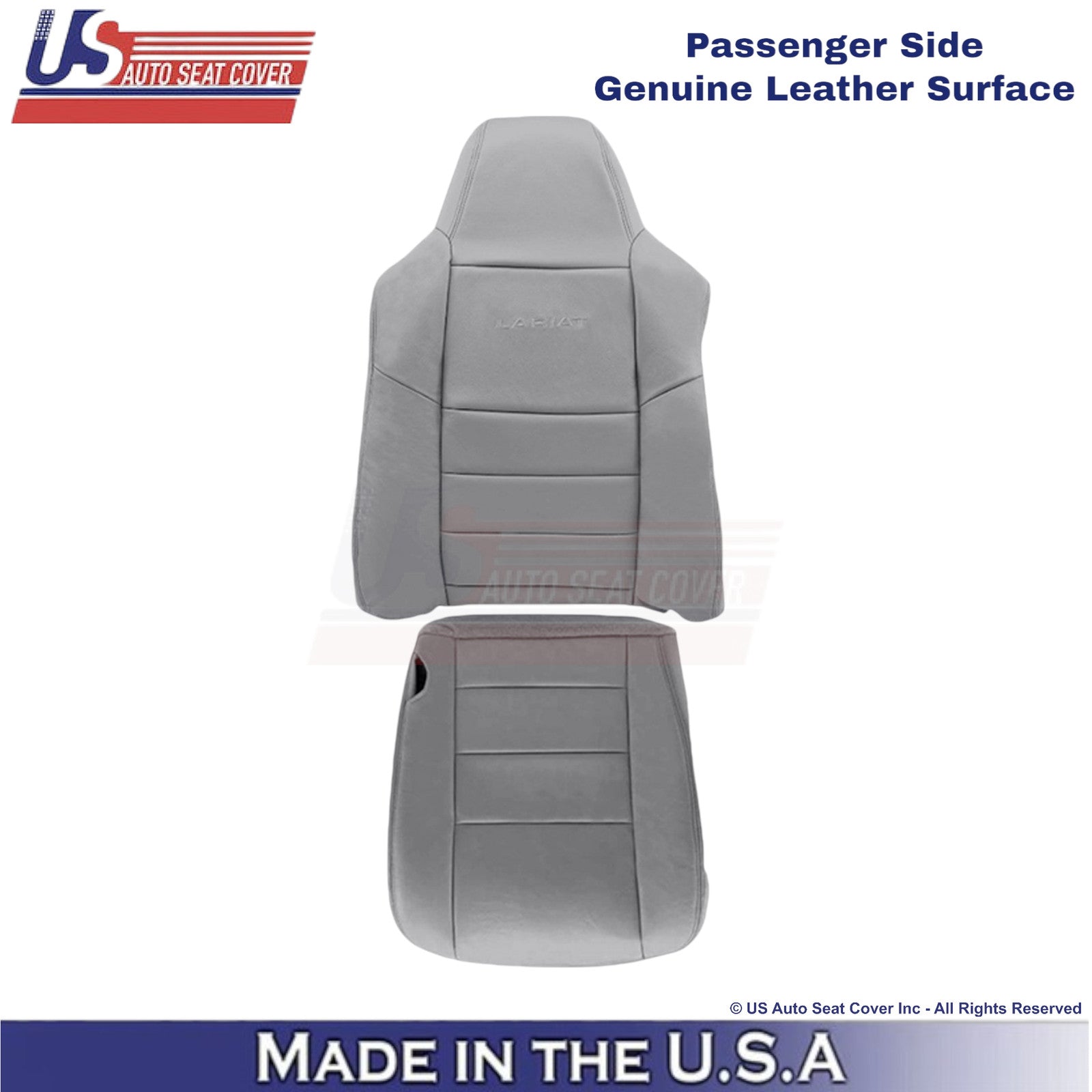 2003-2007 Fits Ford F250 F350 Lariat Leather Front Passenger Side Covers Gray