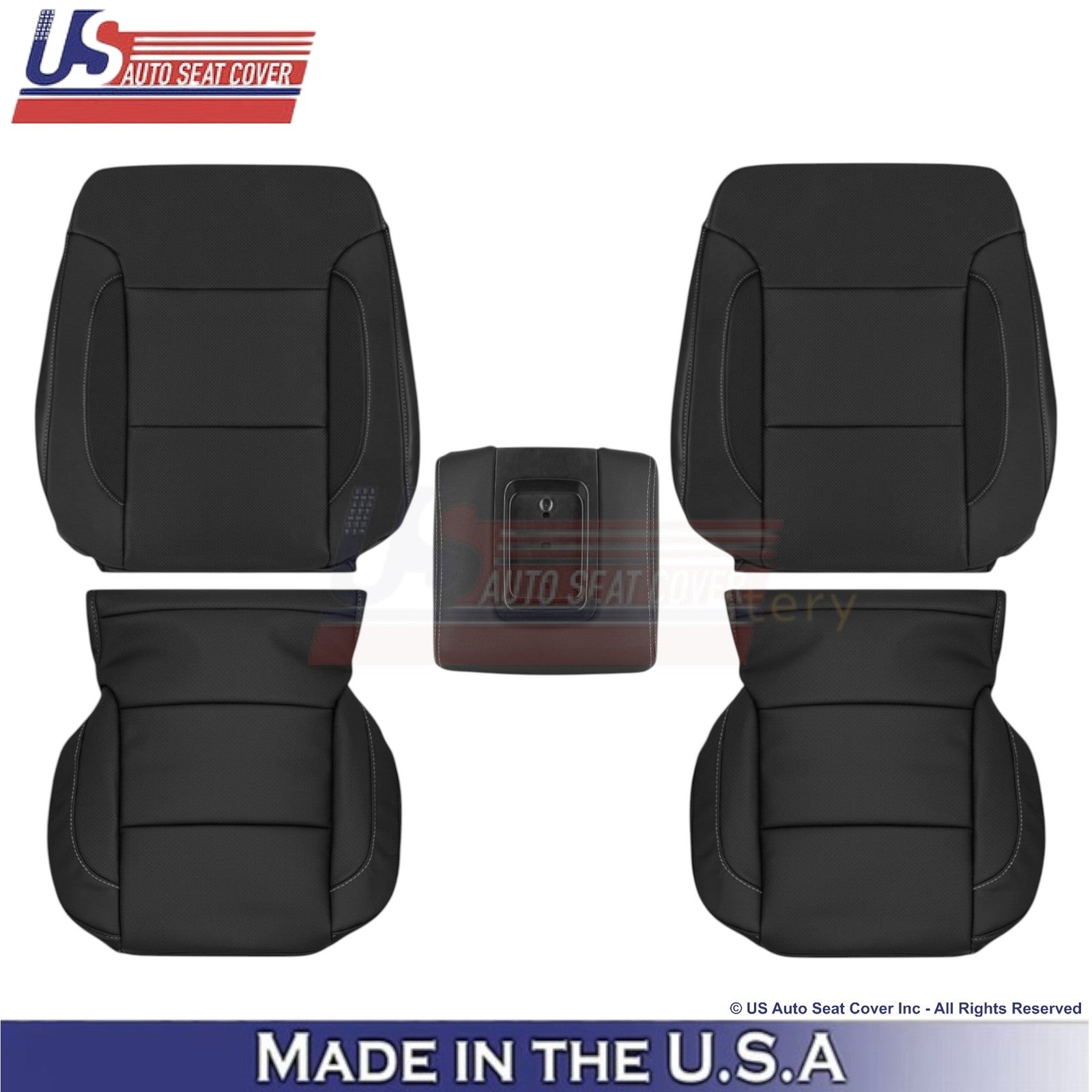 2015-2020 Fits Chevy Tahoe Leatherette Front Replacement Seat Covers Jet Black
