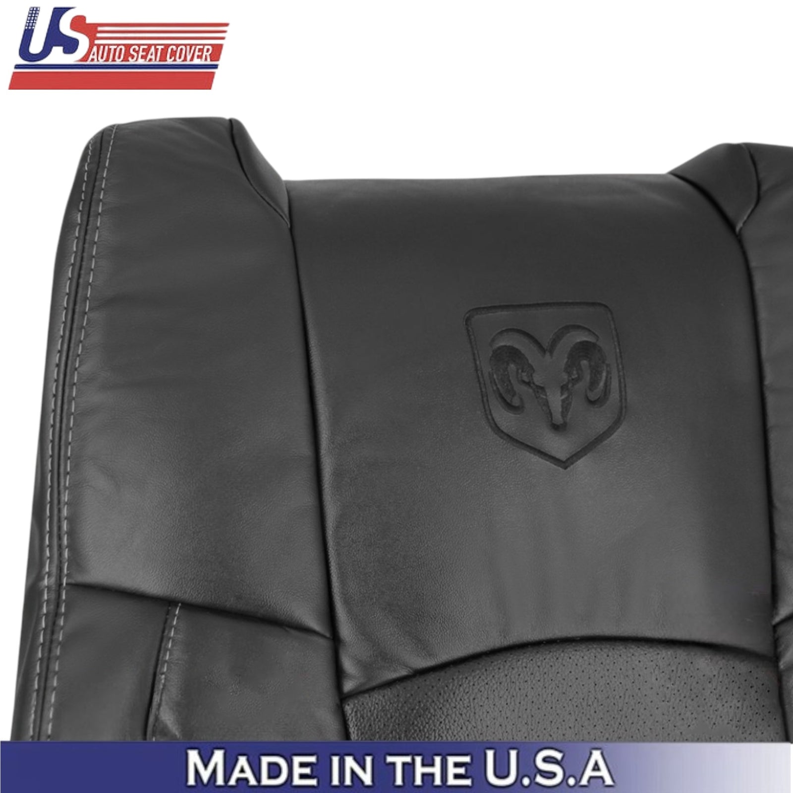 2013-2018 For Dodge Ram 2500 Genuine Leather Driver Side Covers Black-White Stch