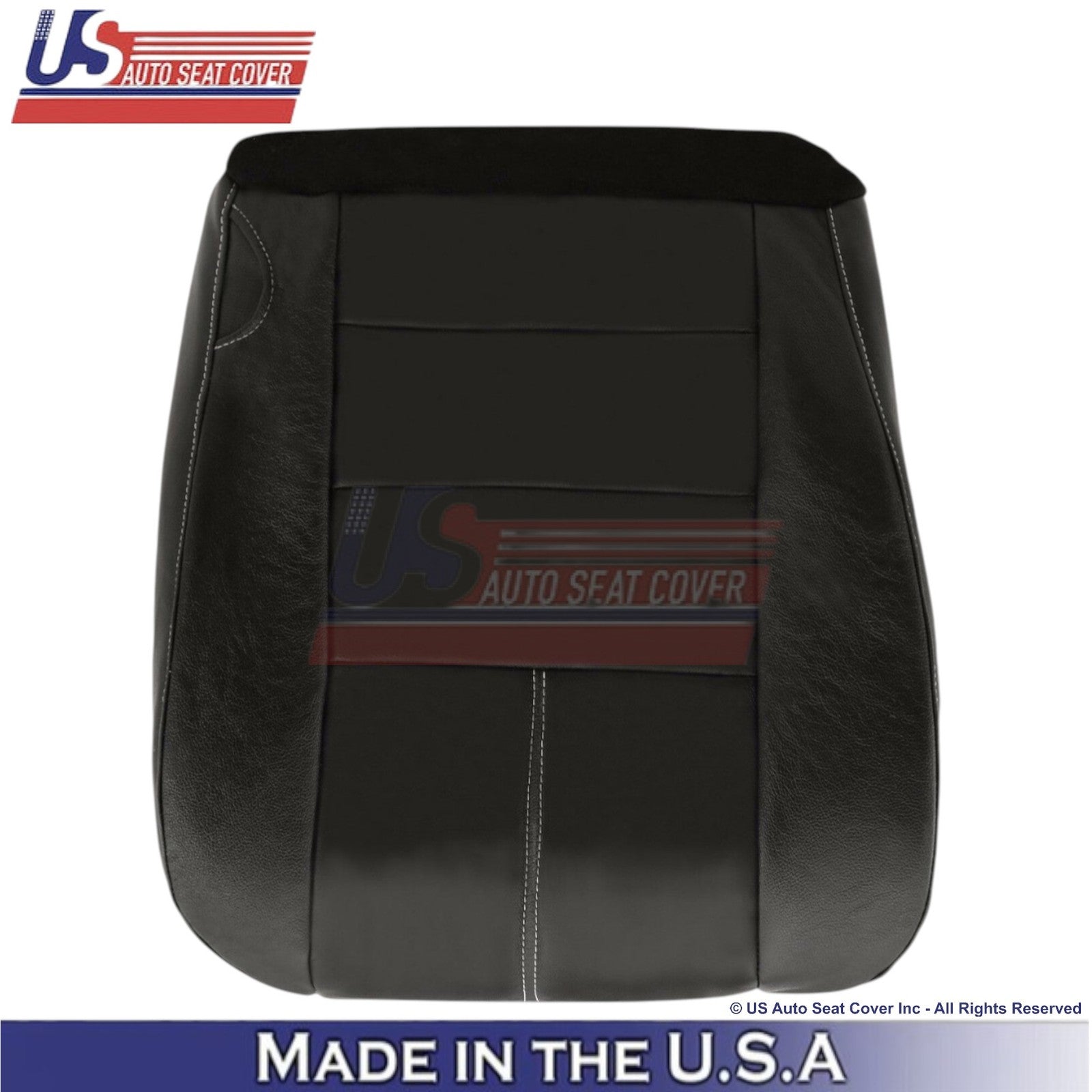 2008-2010 For Ford F250-550 FX4 Leatherette Front Bottom Covers Blk/White stitch