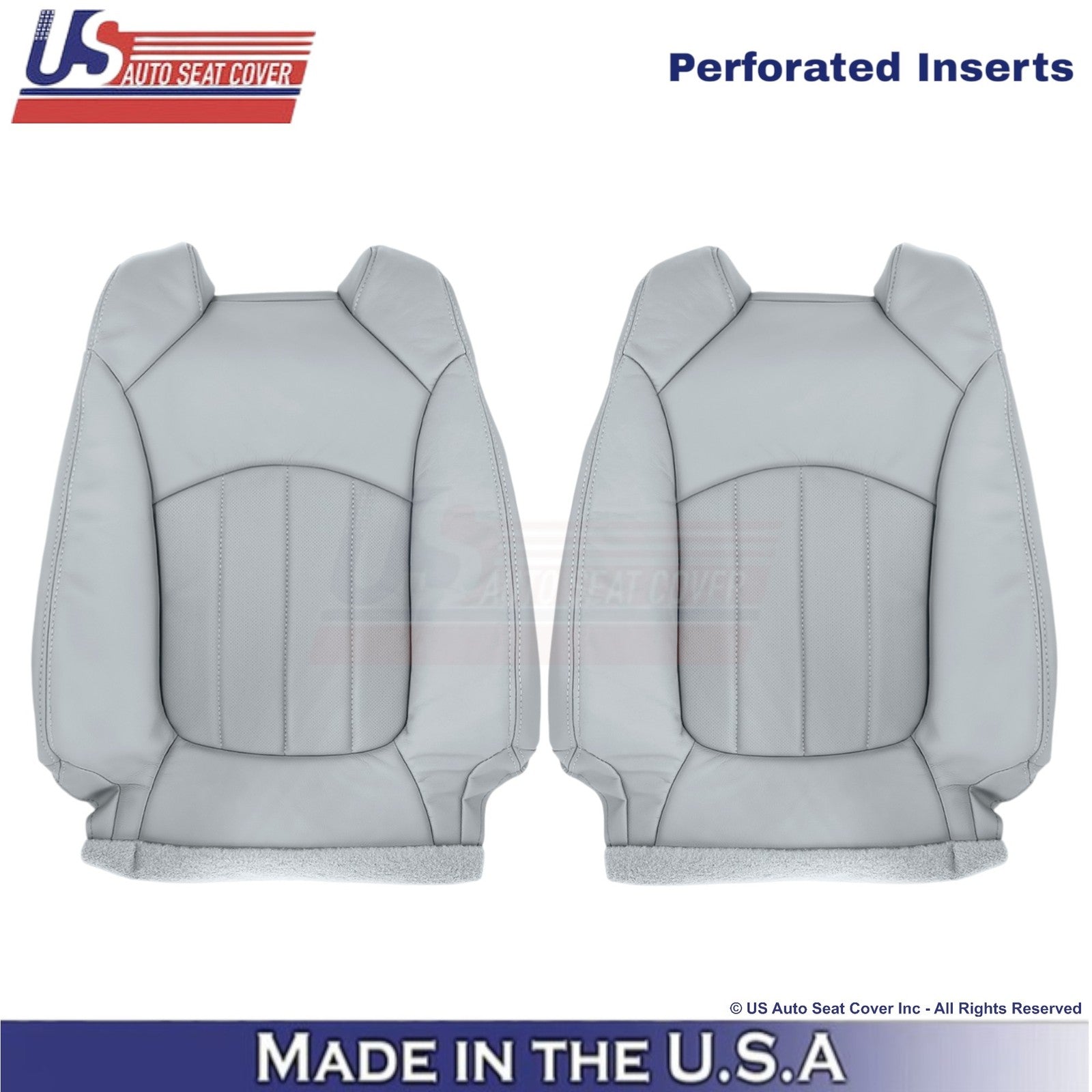 2013-2017 Fits Chevy Traverse Leather Perf. Front Seat Covers Light Titanium