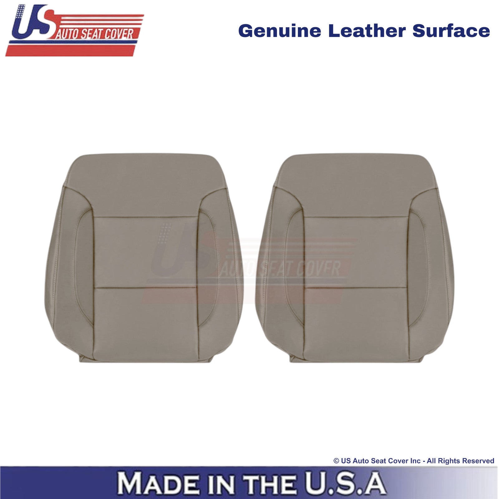 2014-2019 For Chevy Silverado 1500 LT Genuine Leather Front Top Covers Dune Tan