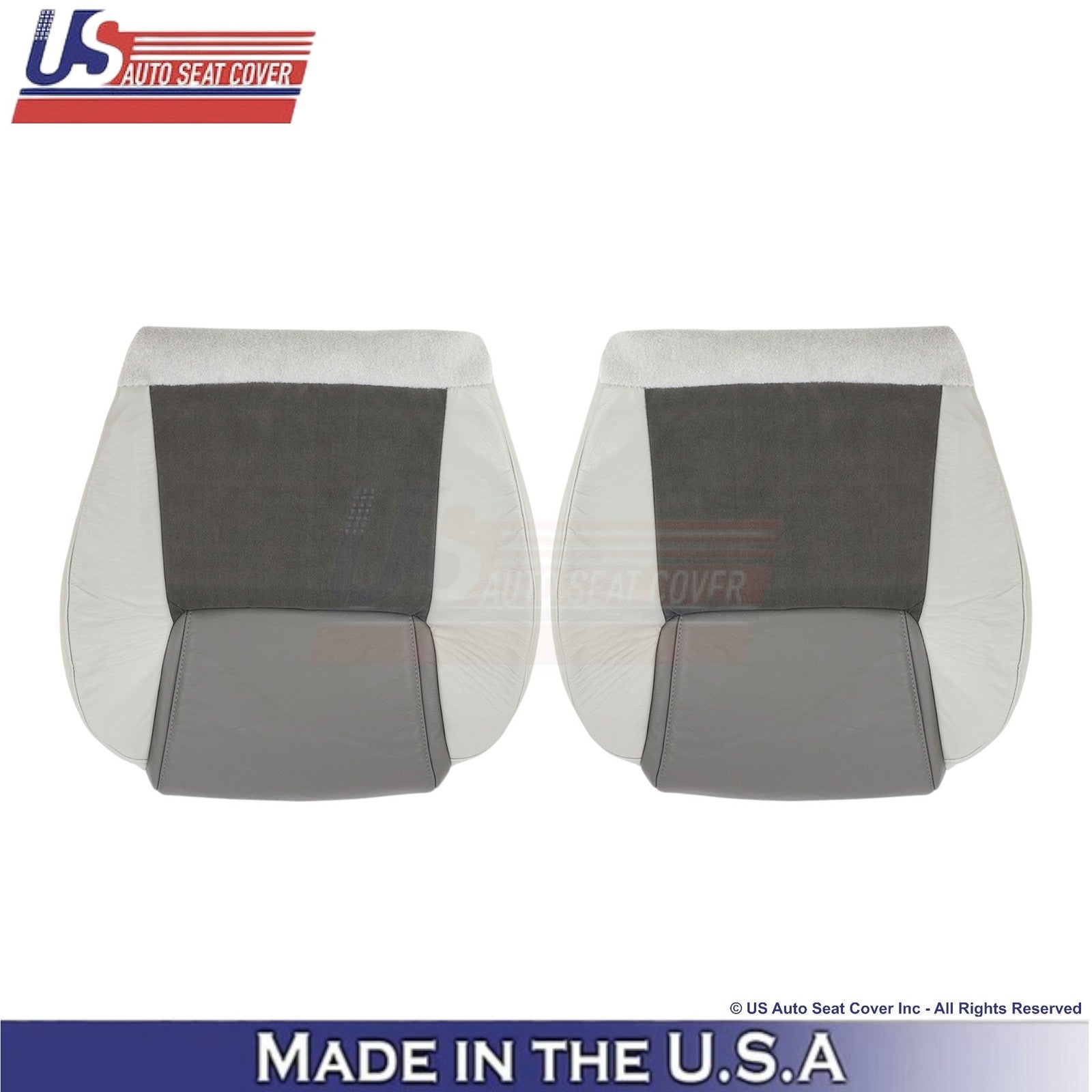 2006-2010 Fits Jeep Commander Leather & Suede Front Bottom Covers 2-Tone Gray