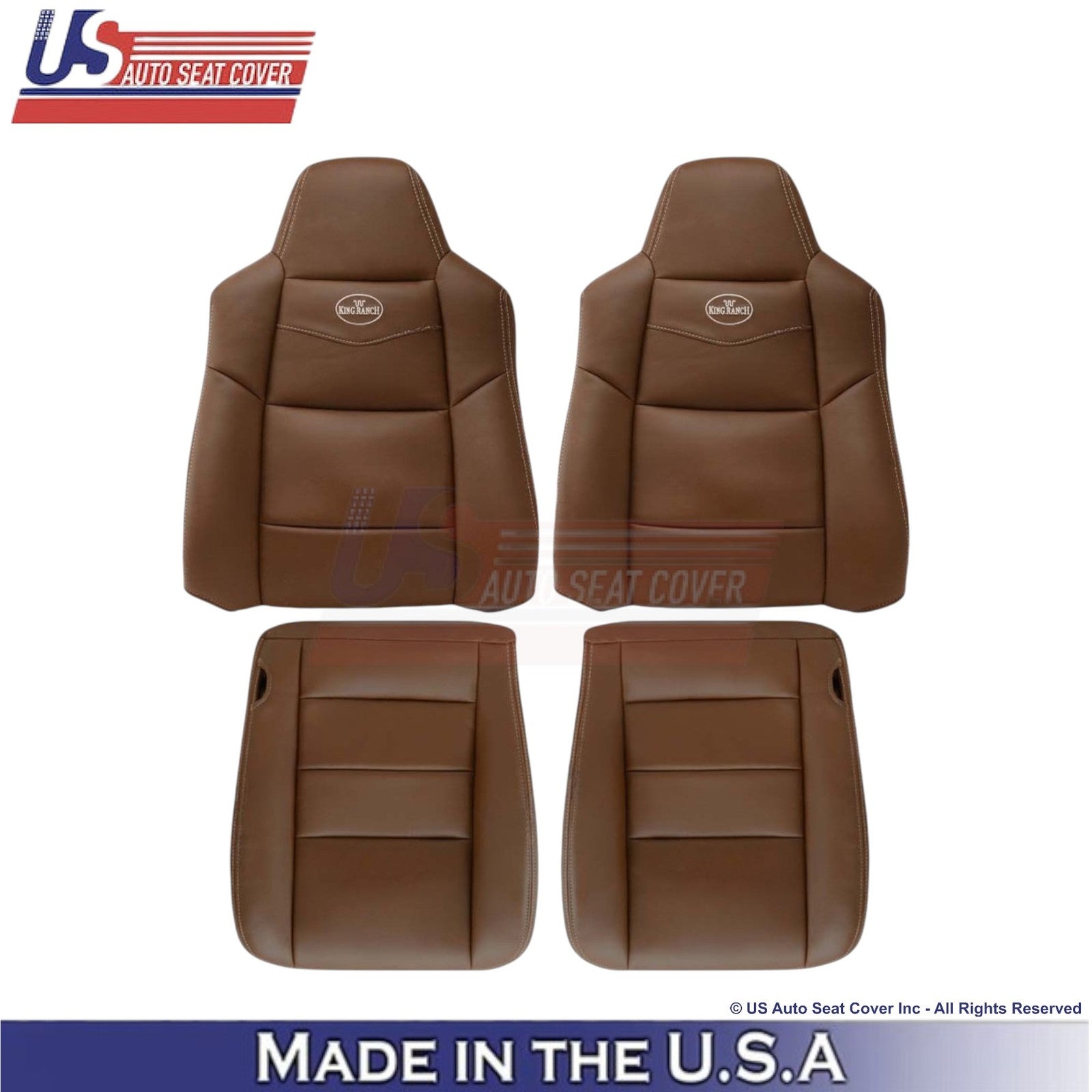 2003-2007 For Ford F250 F350 F450 King Ranch Leatherette Front Seat Covers Brown