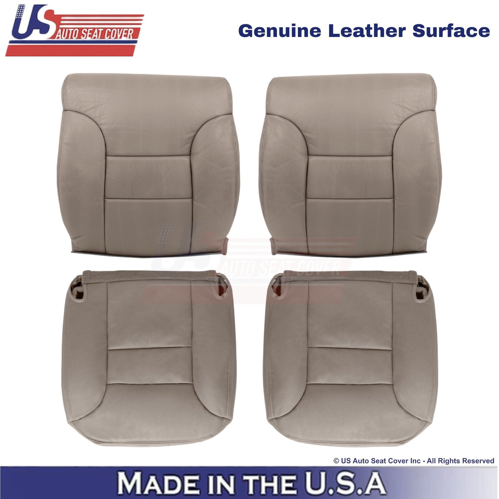 1995-1999 For Chevy Suburban Genuine Leather Front Seat Covers Medium Neutral