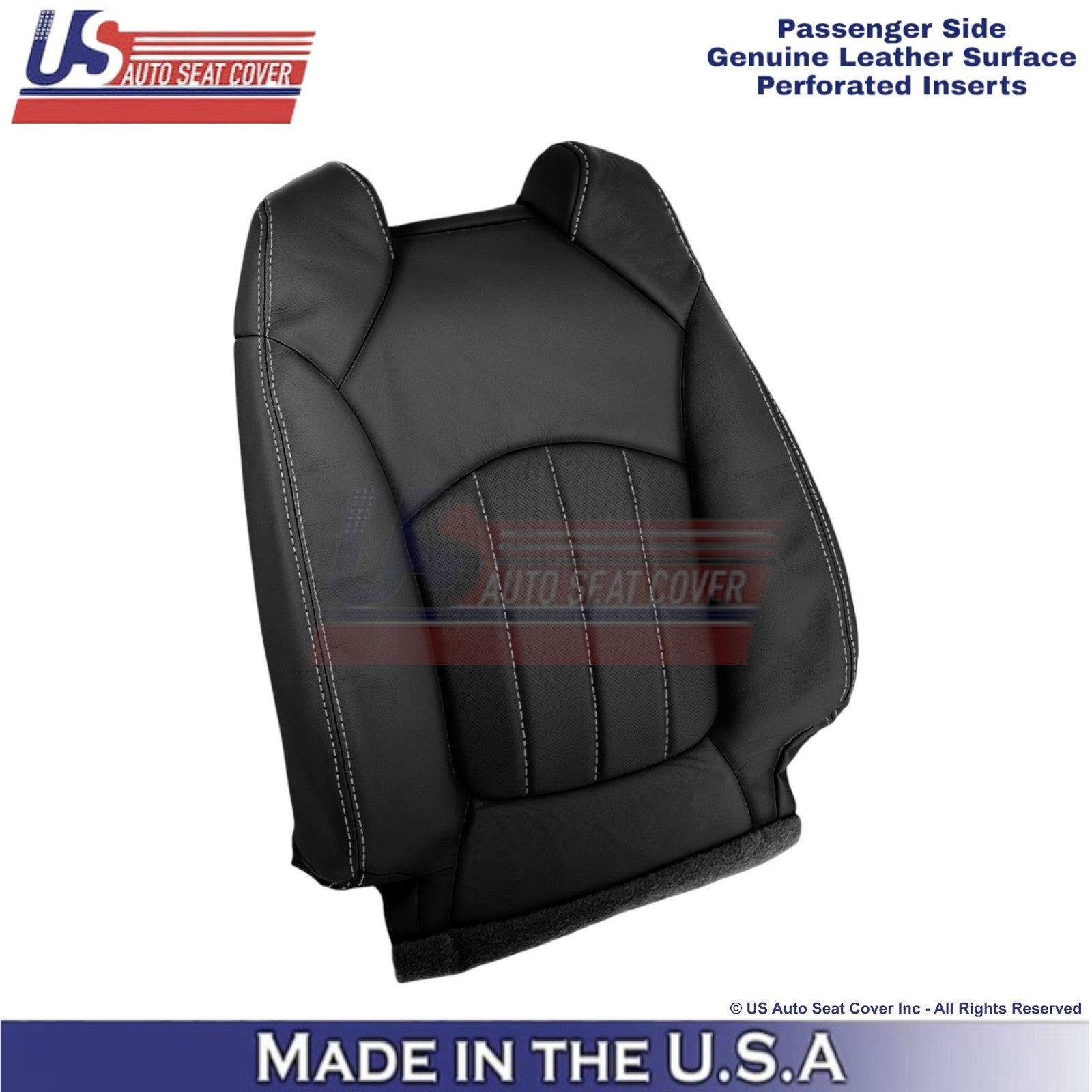 2013-2017 Fits Chevy Traverse Genuine Leather Perforated Front Seat Covers Ebony