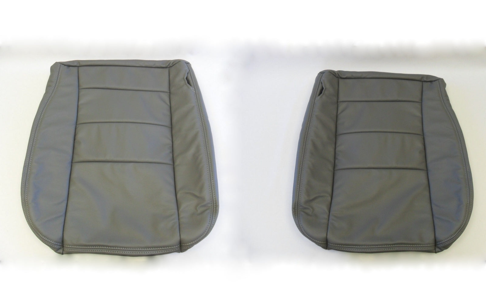 2002 to 2007 Ford F350 Lariat Driver & Passenger Bottom Leather Seat Covers Gray
