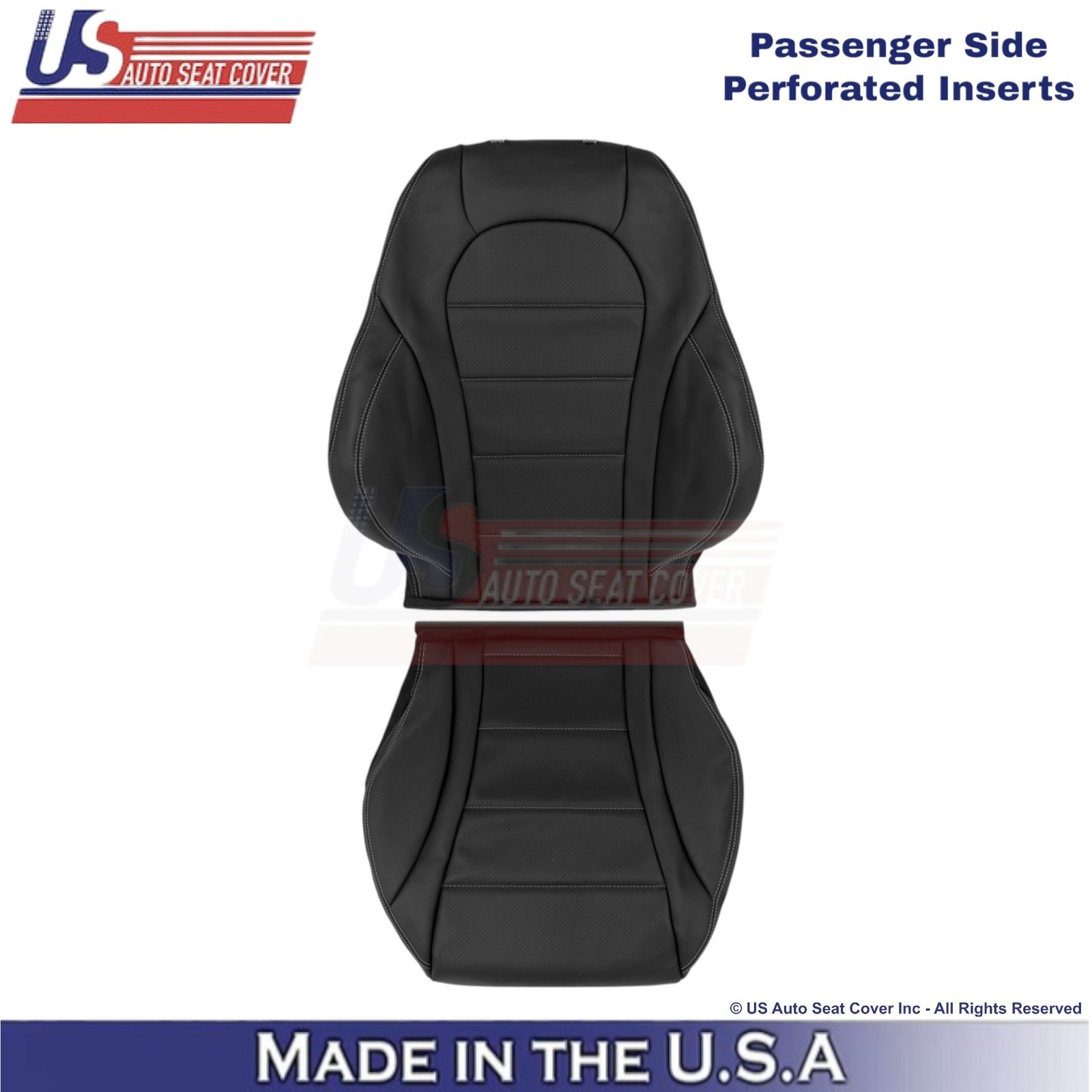 16-21 For Mercedes Benz GLC Class Leather Passenger Covers Black - White Stitch