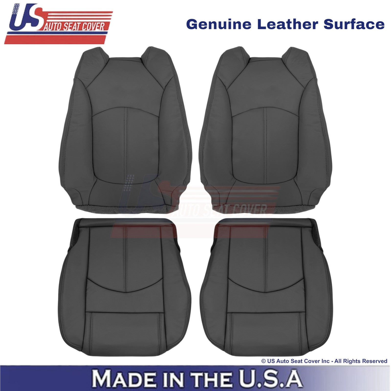2013-2016 Fits GMC Acadia Genuine Leather Front Replacement Seat Covers Ebony