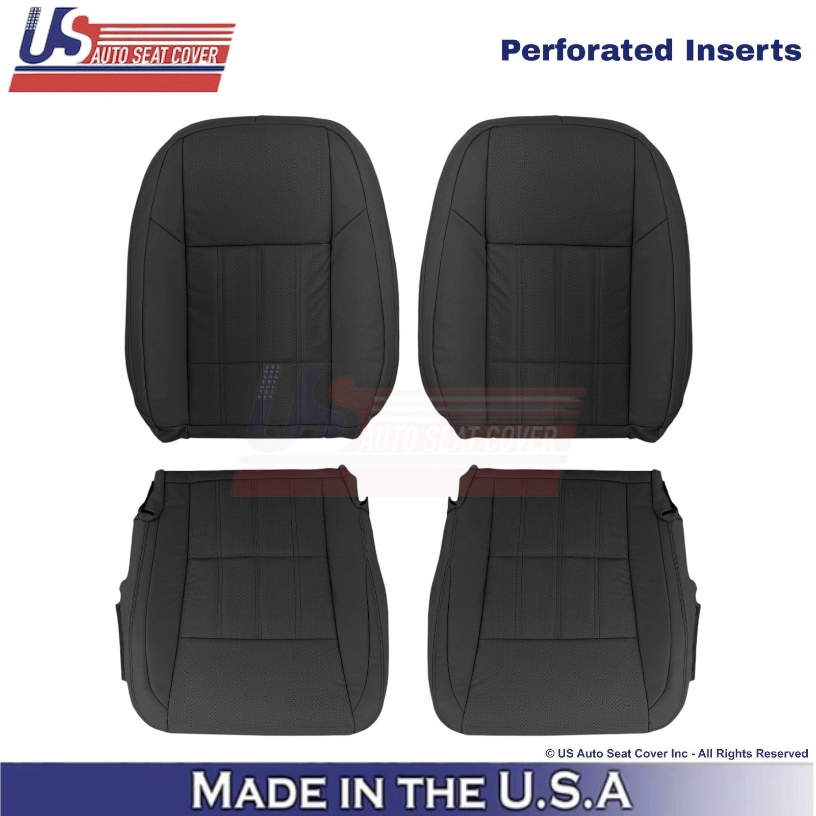 2016-2018 Fits Lexus ES 350 Leather Perf. Front Replacement Seat Covers Black